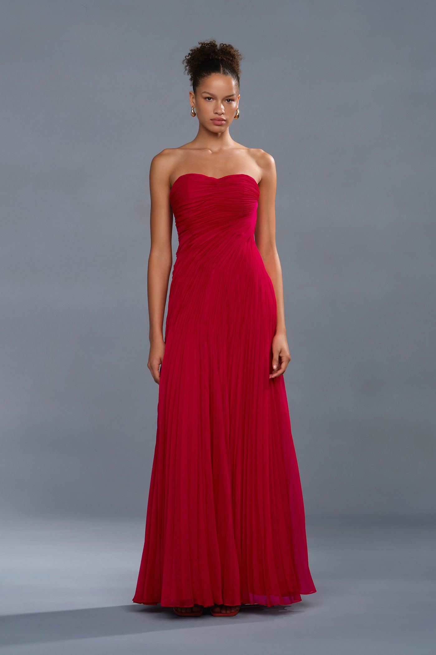 Elea Asymmetrical Pleated Gown Solstice Red / 10 Elea Asymmetrical Pleated Gown Solstice Red / 10
