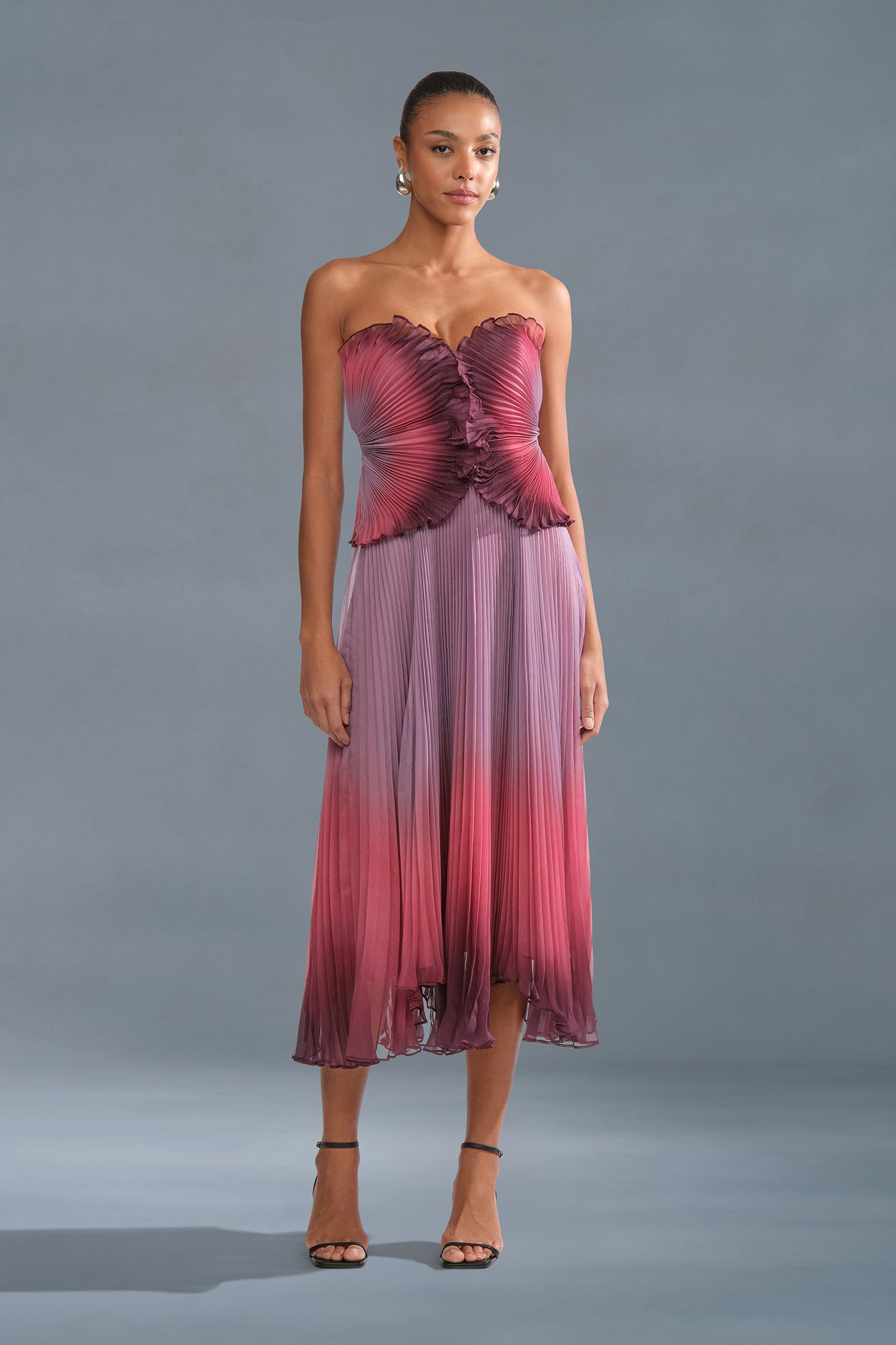 amur strapless pleated dress Belle Dress Deep Oceans / 12