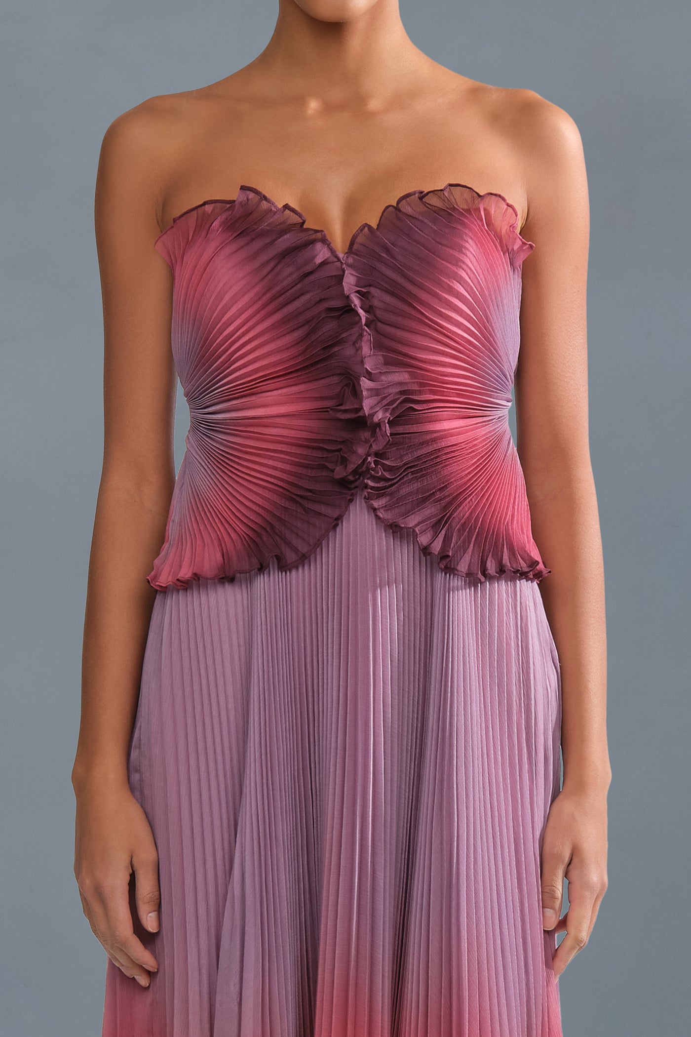 Delyth Strapless Dress Ombre Petal / 0