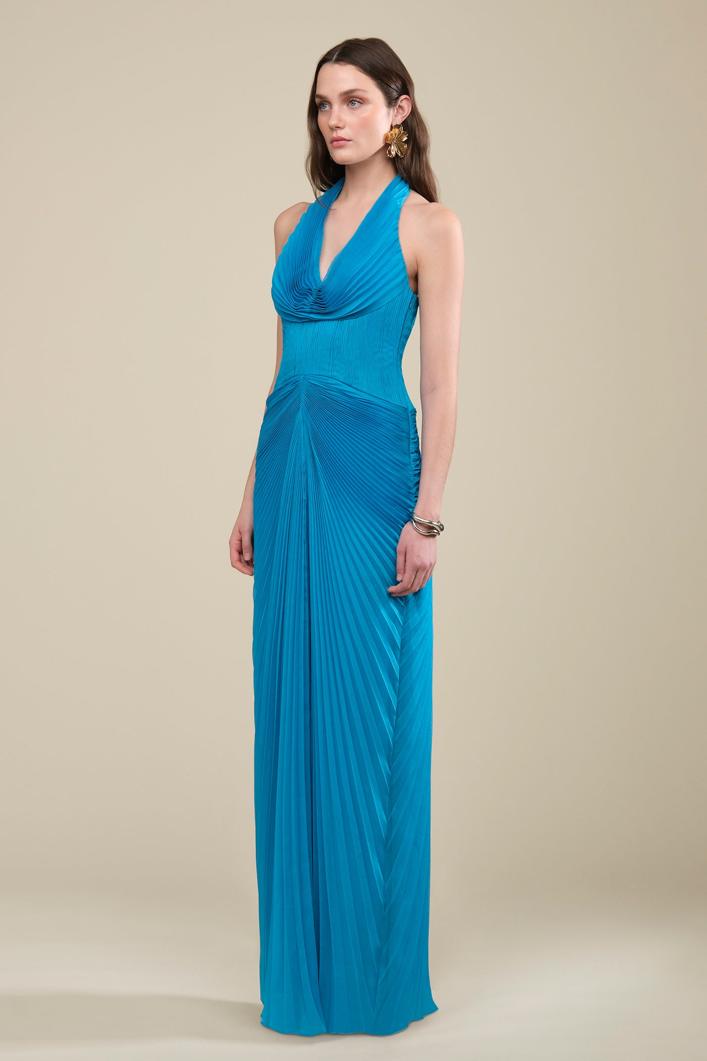 ruched pleated dress Enly Gown – AMUR Online December 23 2025 Color:Blue Dust Multi it ensures you make Luxury White Lace Wedding