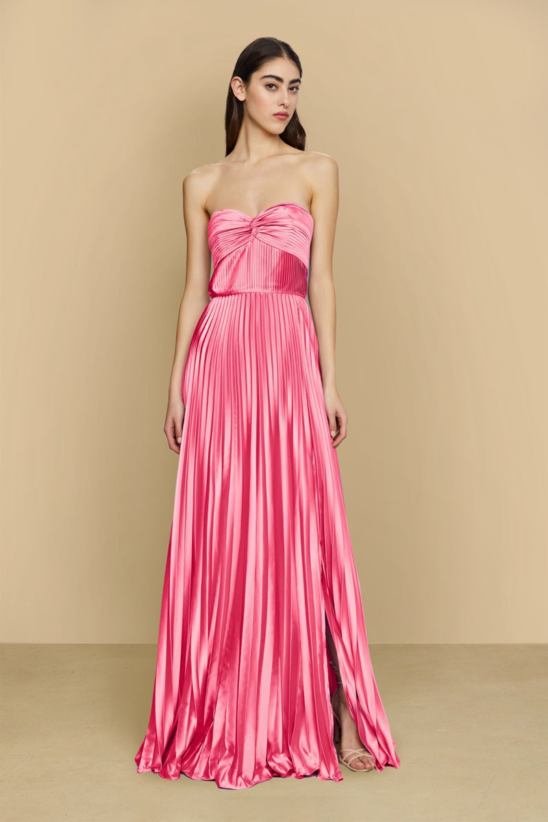 amur pink dress Stef Pleated Gown