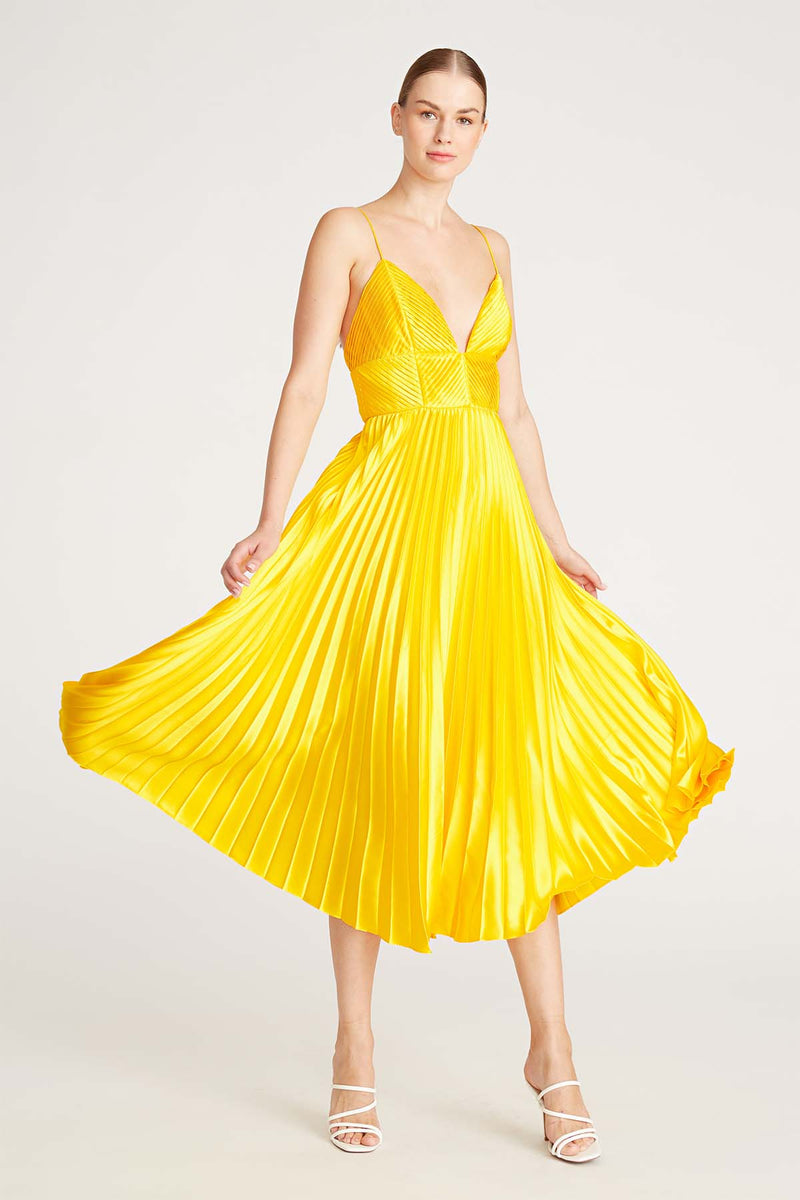 mosey pleated midi dress amur Mosey Pleated Midi Dress