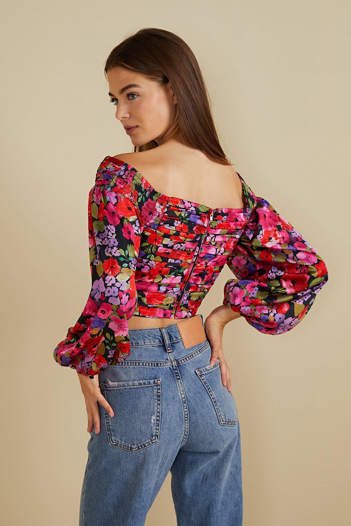 Off the shoulder Crop Top - long sleeve or three quarter sleeved  Earthy  clothing inspired by fairytale and festivals as well as by underground  communities of artists and travelers.