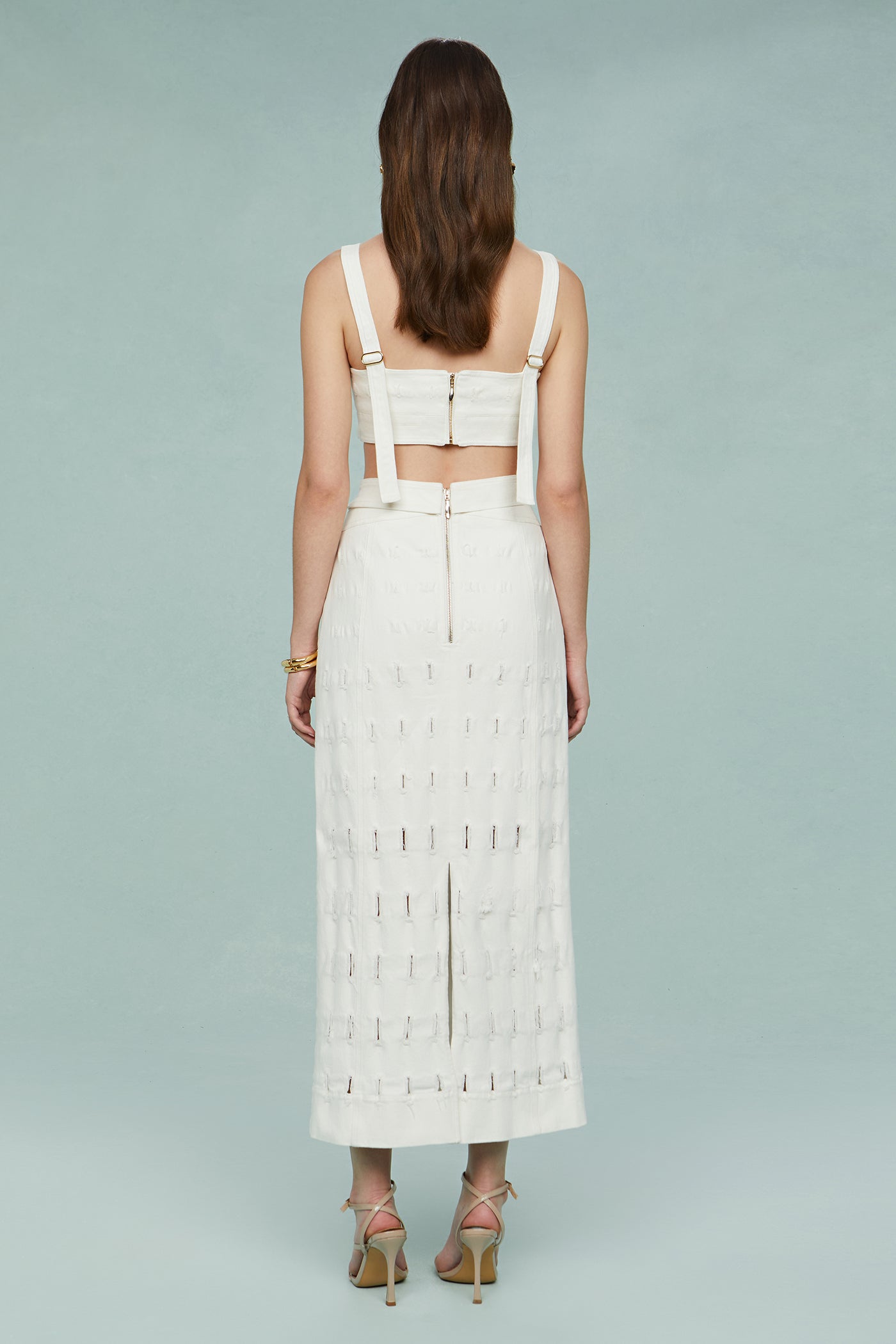 Jay Textured Twill Midi Skirt