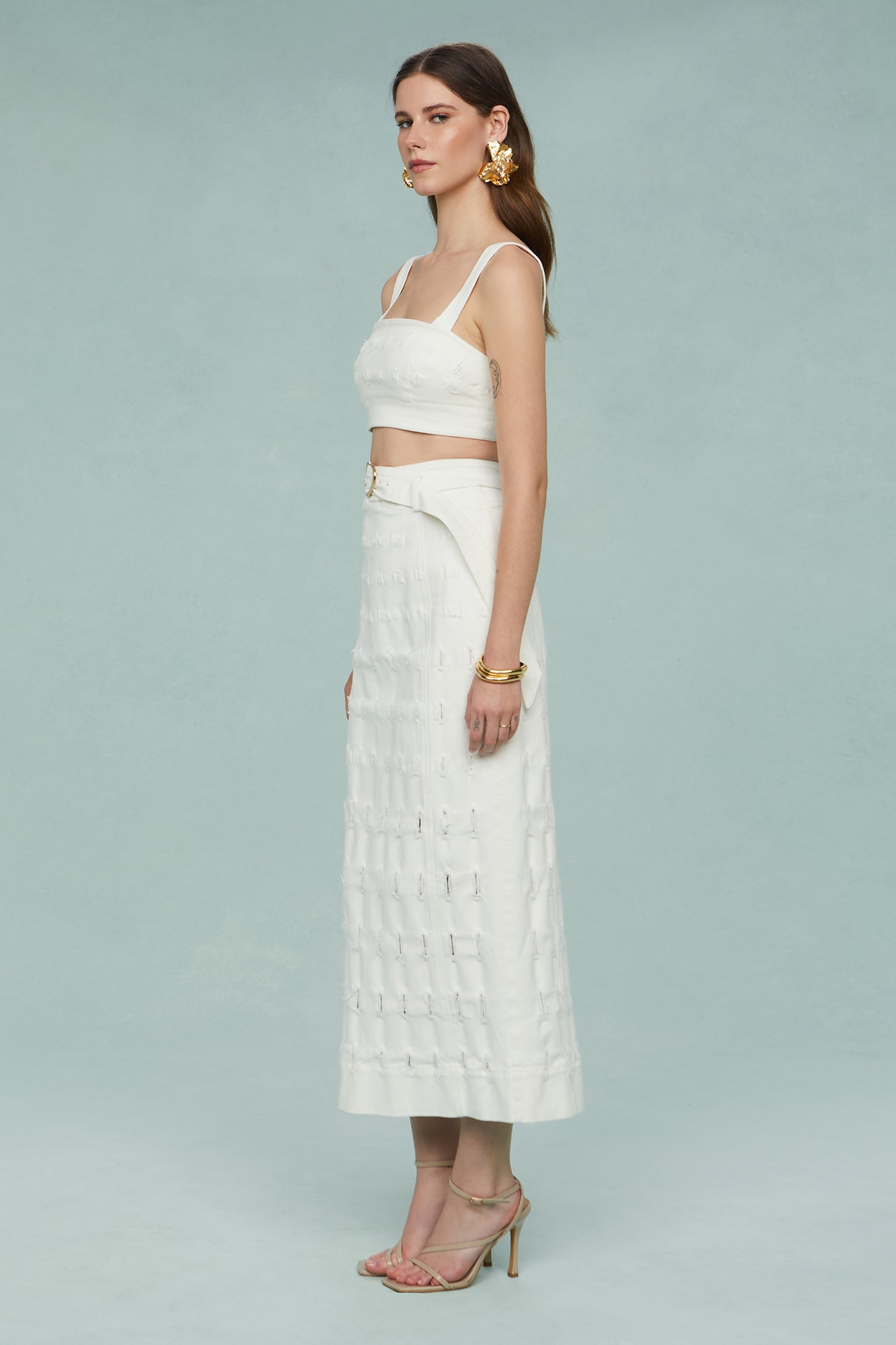 Jay Textured Twill Midi Skirt