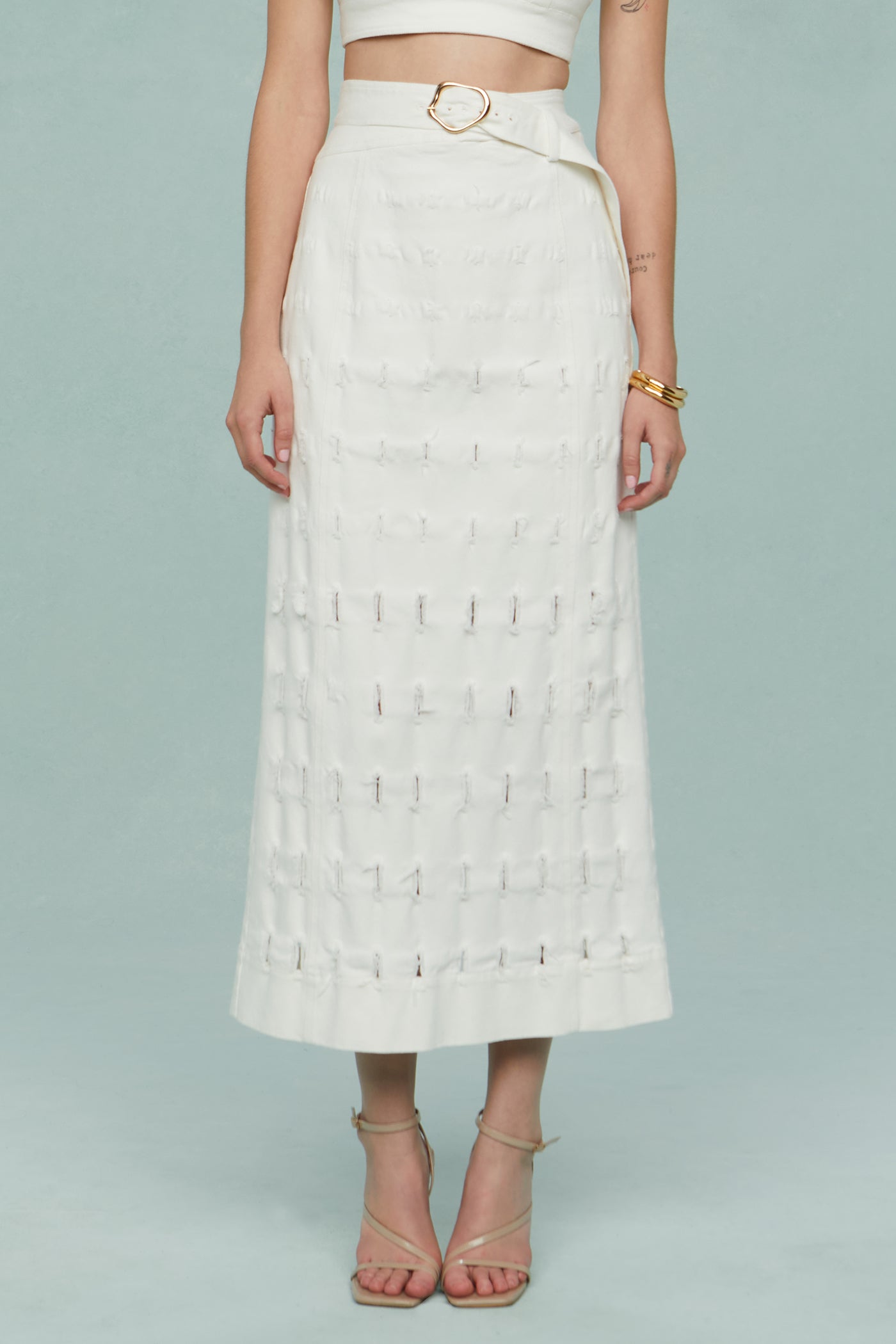 Jay Textured Twill Midi Skirt