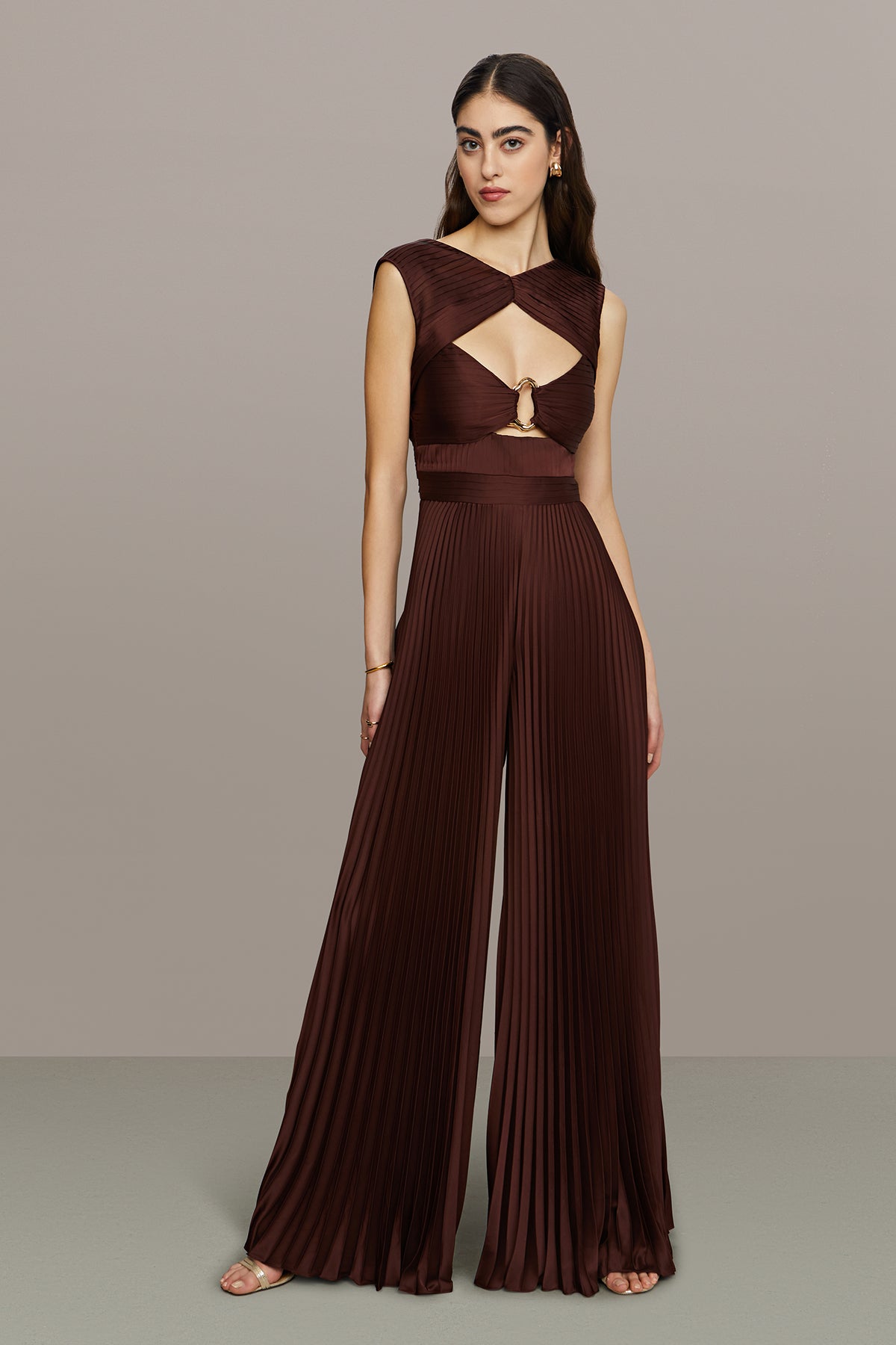 pleated jumpsuit dress Miami Date Night Pleated Jumpsuit in Blue Curves
