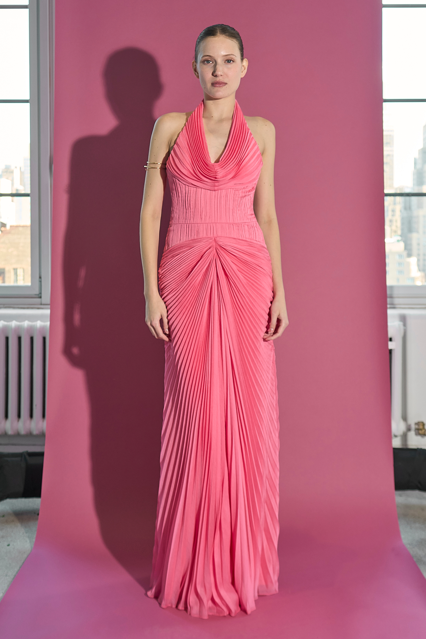 amur pink dress Amur Lorelie Halter Gown in Water Hyacinth TrenLend