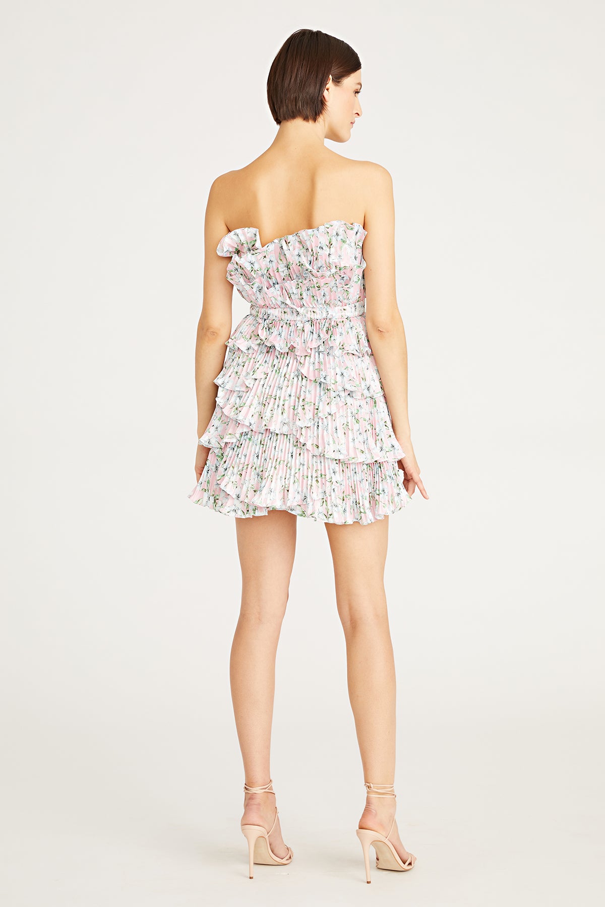 sir mariele mini dress sir the label mariele ruched mini dress Sunkiss Frill Mini Dress White / Blue