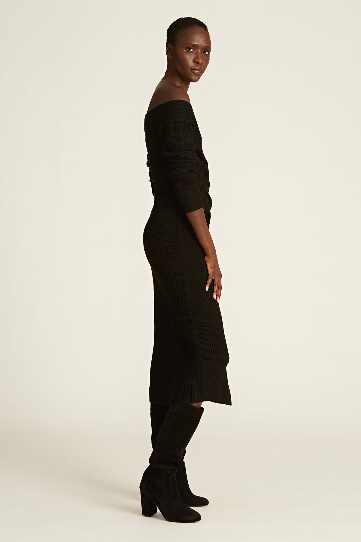 Trianna Off Shoulder Wool Dress