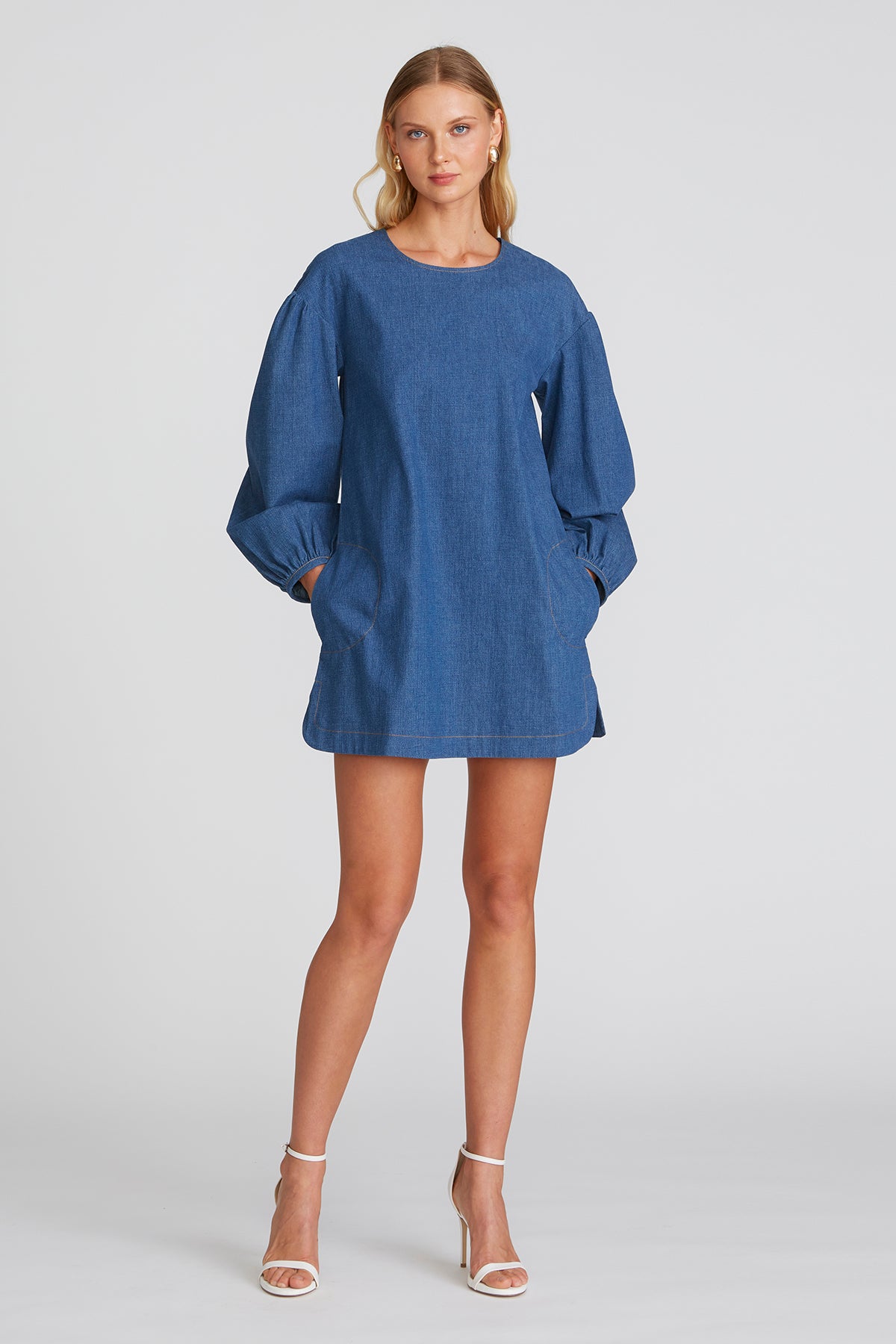 amur denim dress Dana Printed Denim Midi Dress