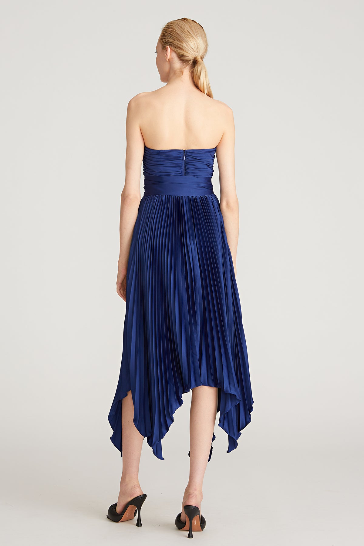 AMUR - Khloe Sweetheart Dress in Muted Navy AMUR - Khloe Sweetheart Dress in Muted Navy