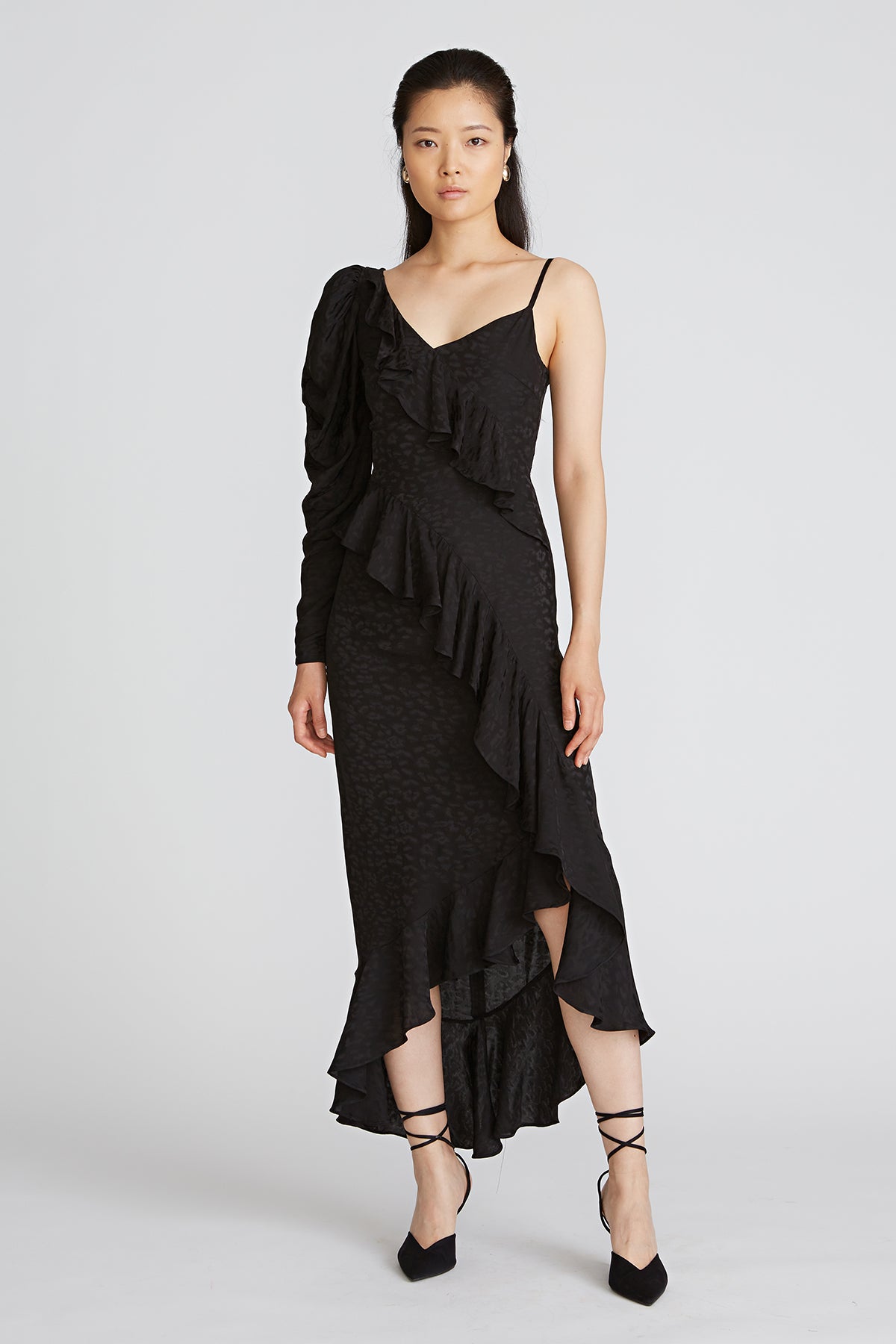 Amur - Pasqualena One Shoulder Dress - Black Black / 14 Amur - Pasqualena One Shoulder Dress - Black Black / 14