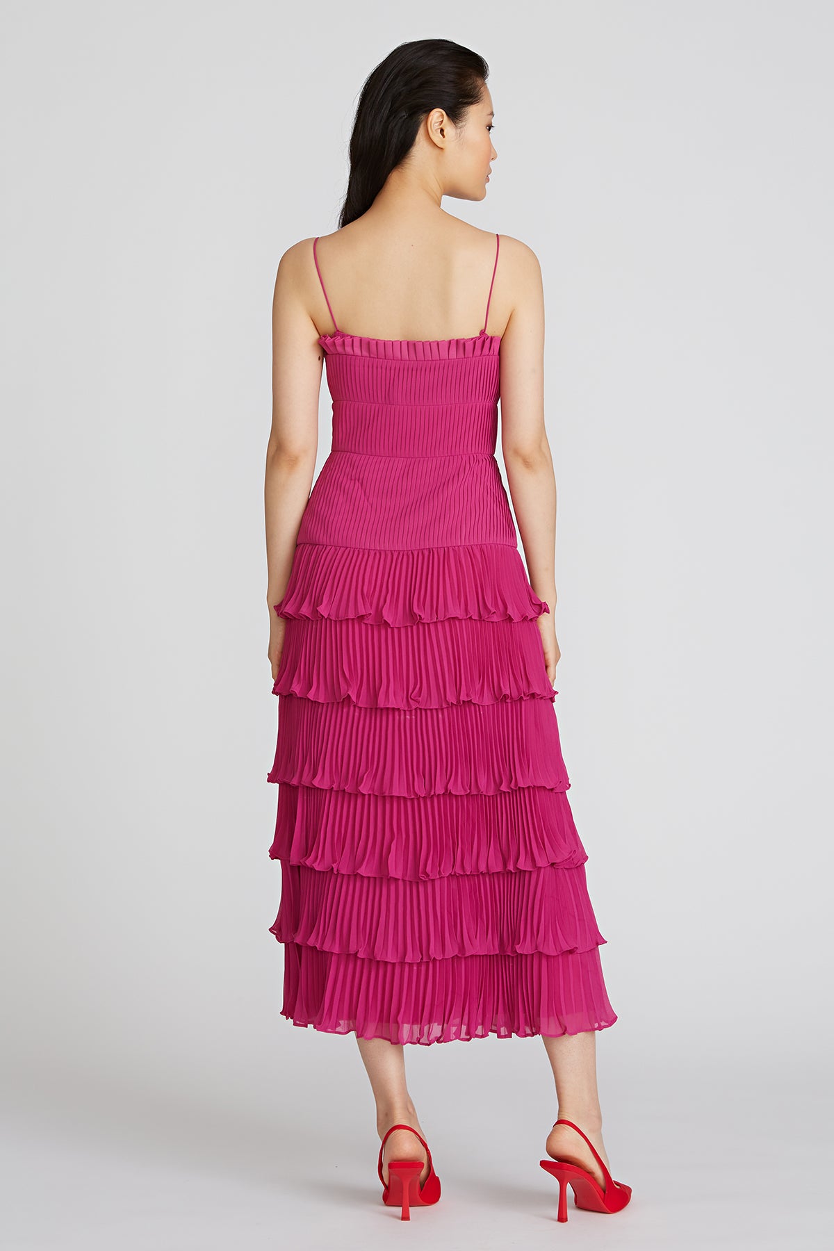 amur viola pleated floral dress Ruffled Viola Dress by AMUR