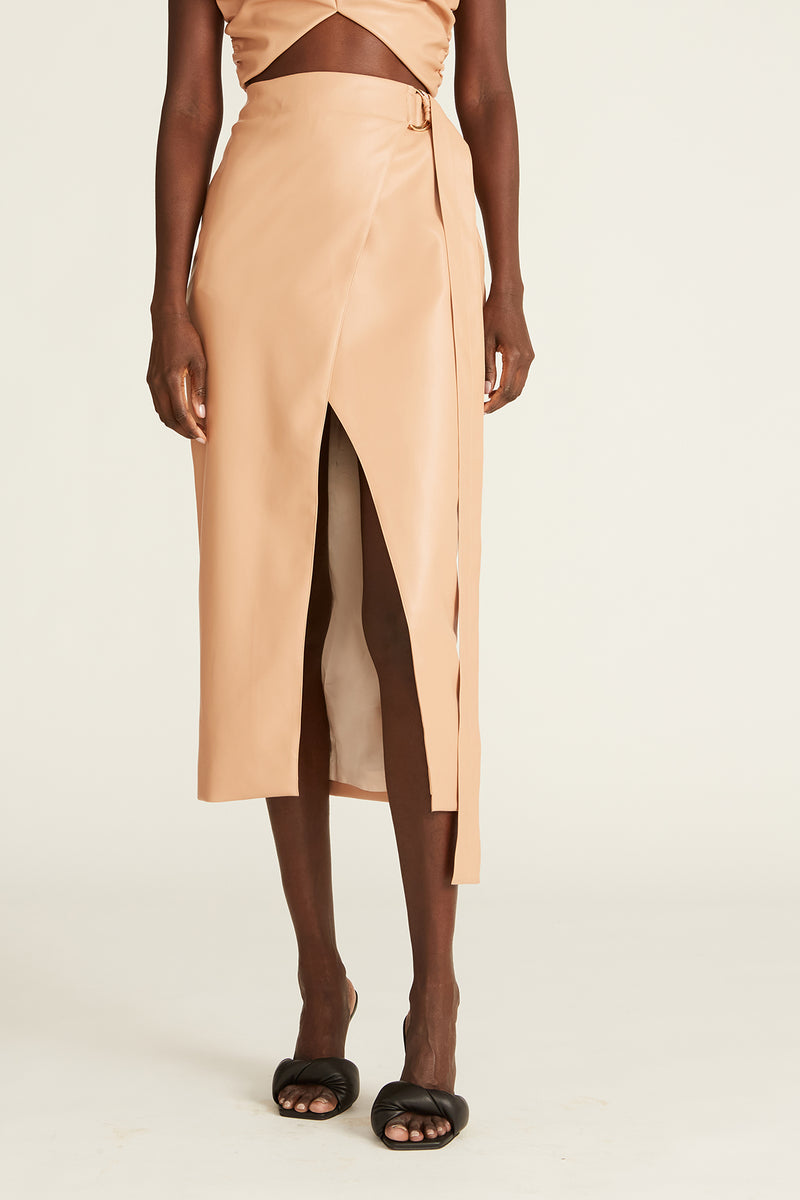 Ansley Wrap Skirt - Toasted Almond - AMUR