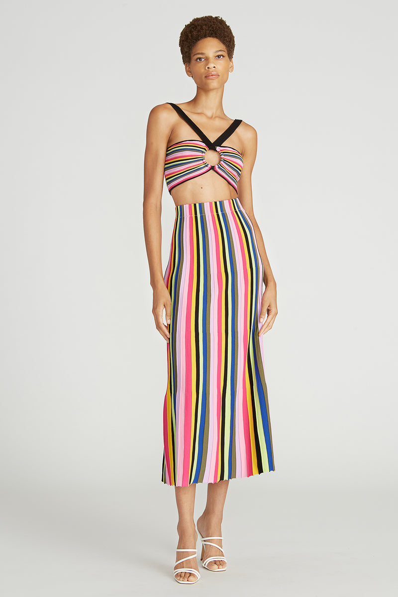 .at 高野洸 Stripe Jacquard Knit Long Skirt at 高野洸 Stripe Jacquard Knit Long Skirt Graphic Black and