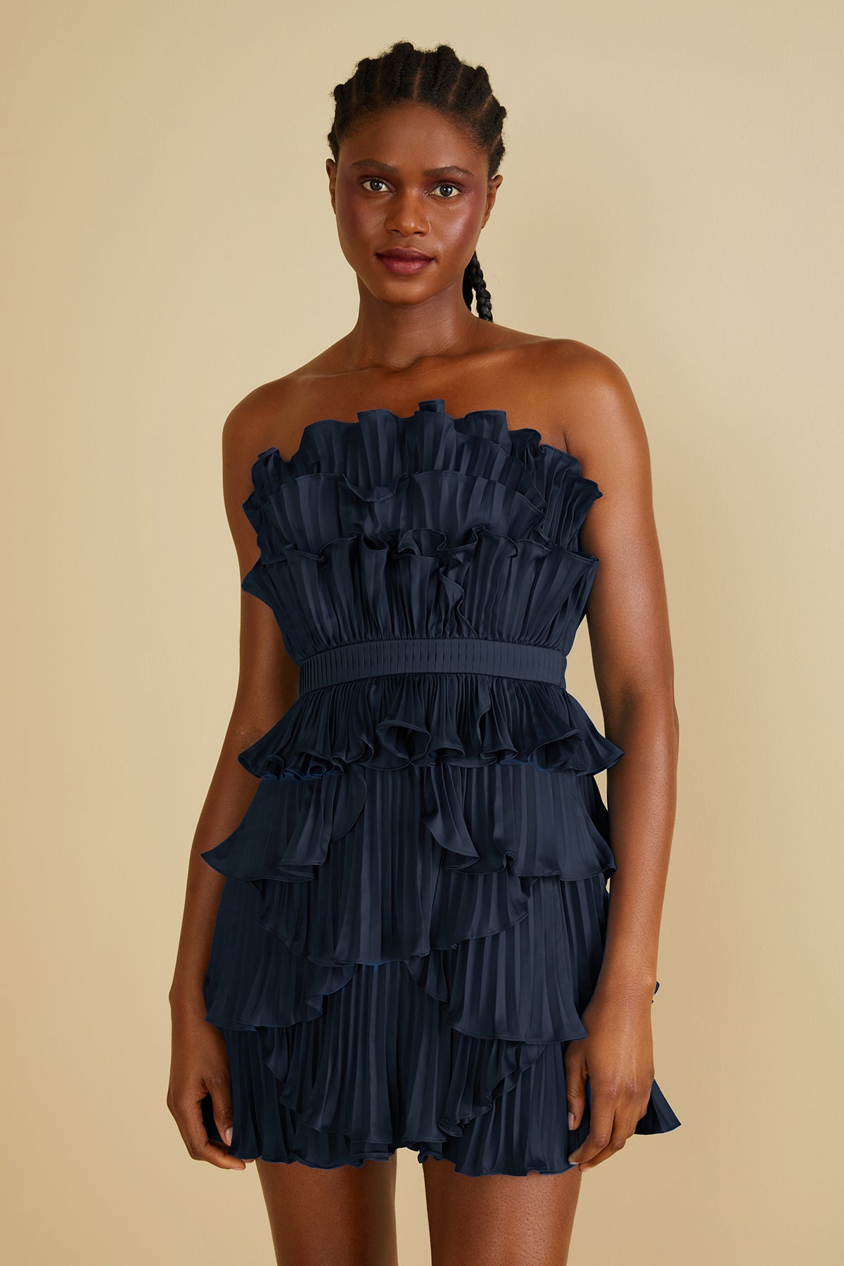 amur reed strapless mini dress Amur Reed Pleated Shell Mini Dress