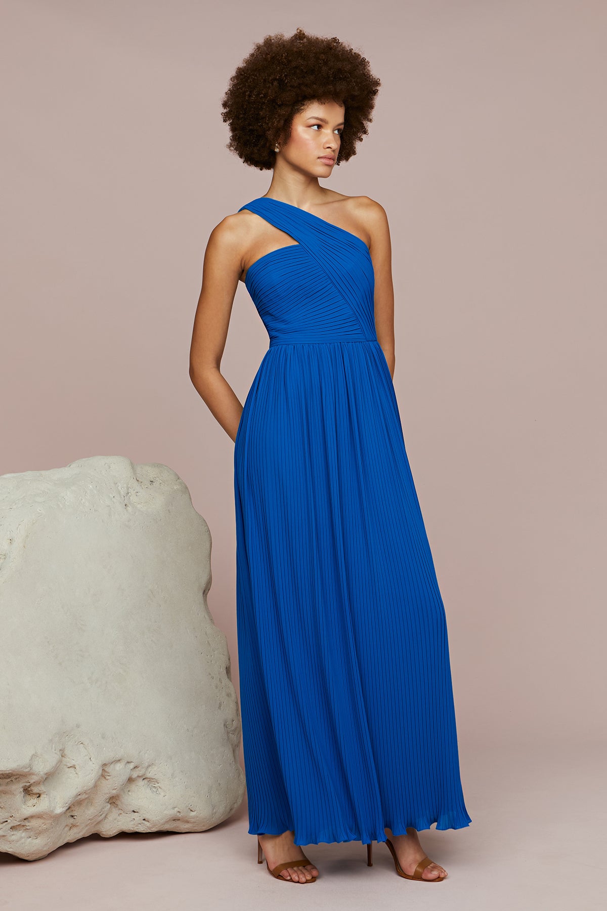 Skye Deep V Pleated Gown