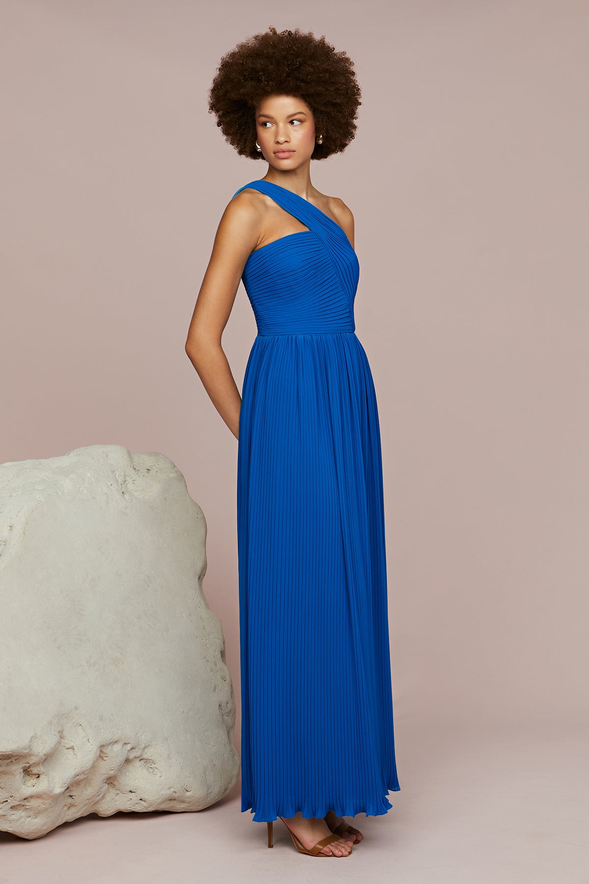 Skye Deep V Pleated Gown