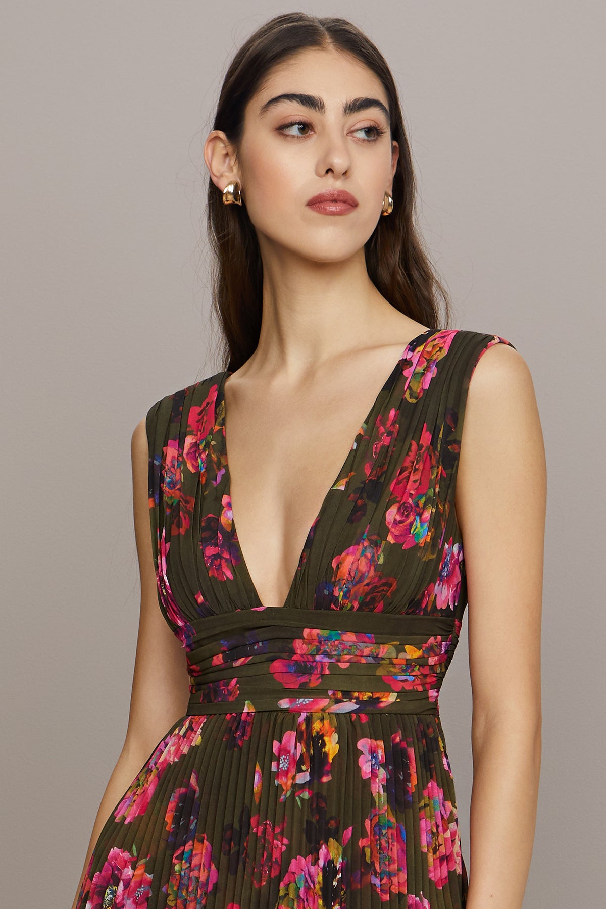 amur viola pleated floral dress Ruffled Viola Dress