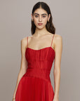 Cherry Drop Waist Midi
