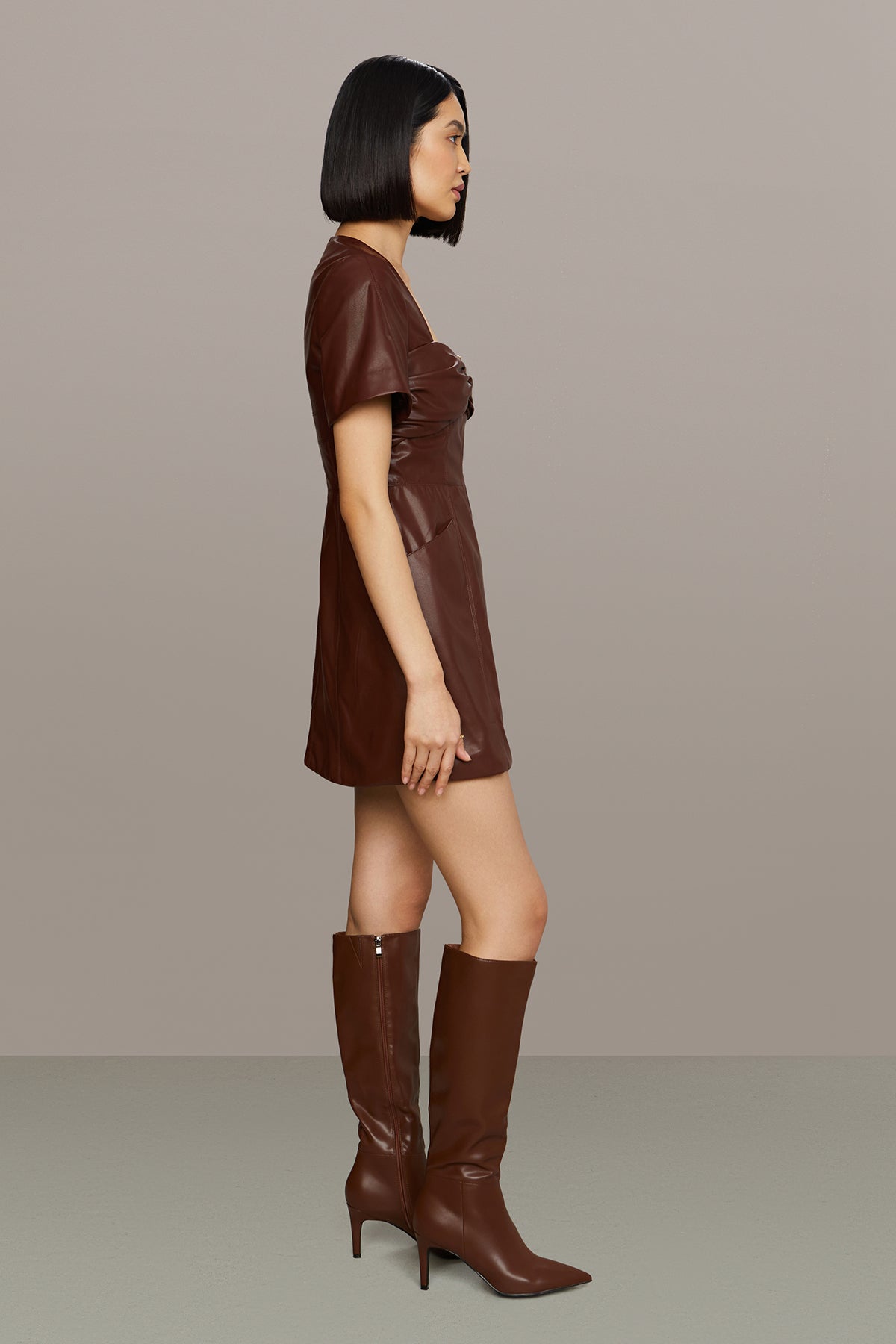 Joey Leather Mini Dress AMUR Joey Leather Mini Dress AMUR