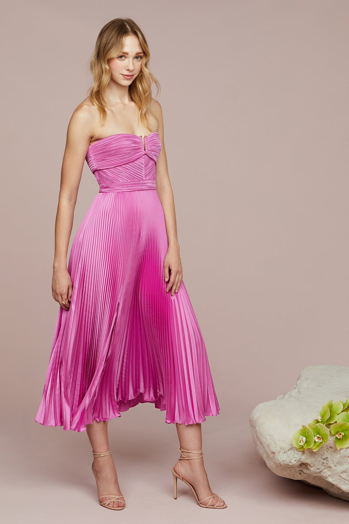 Harden Pleated Strapless Midi