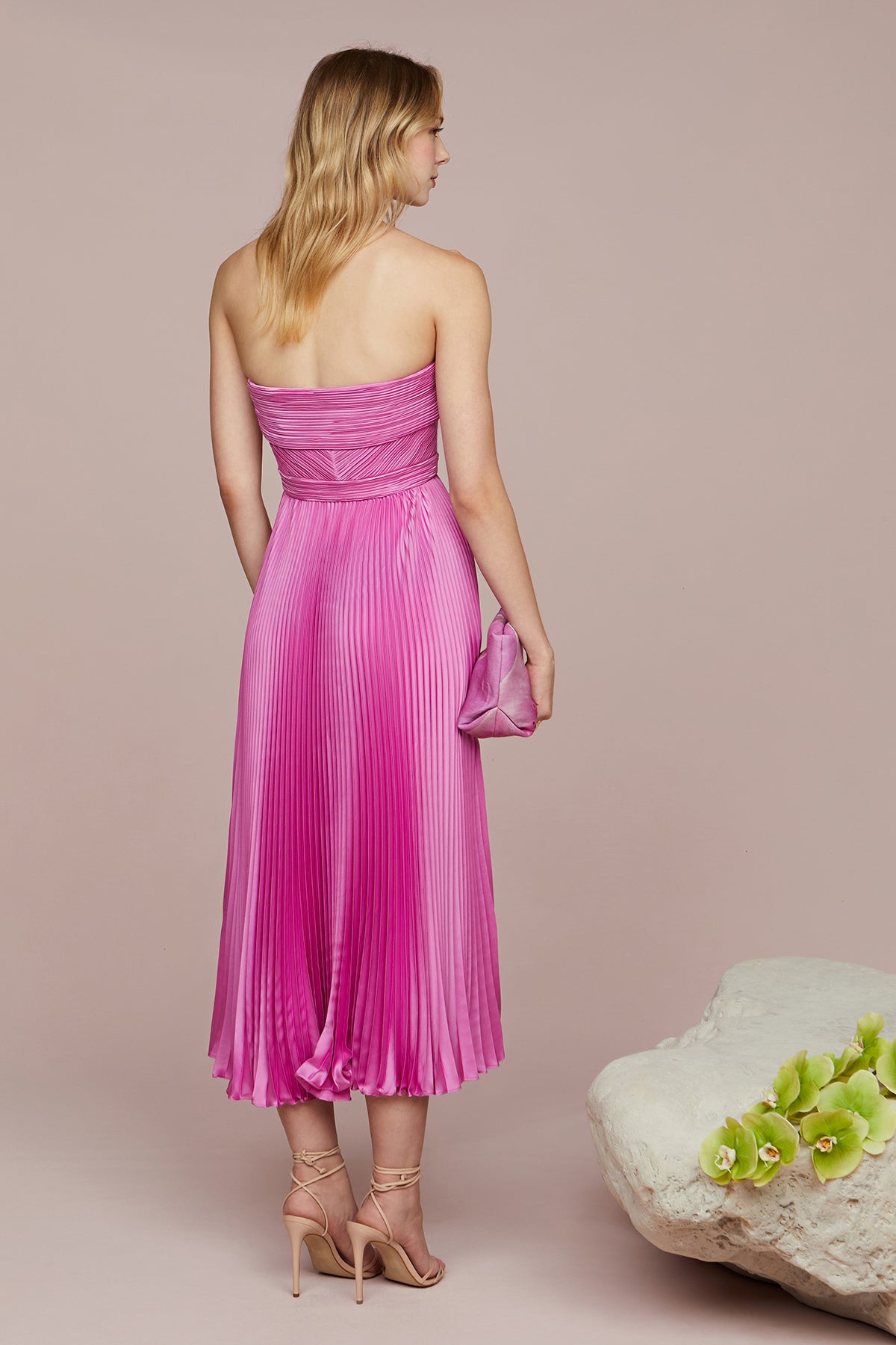 Harden Pleated Strapless Midi