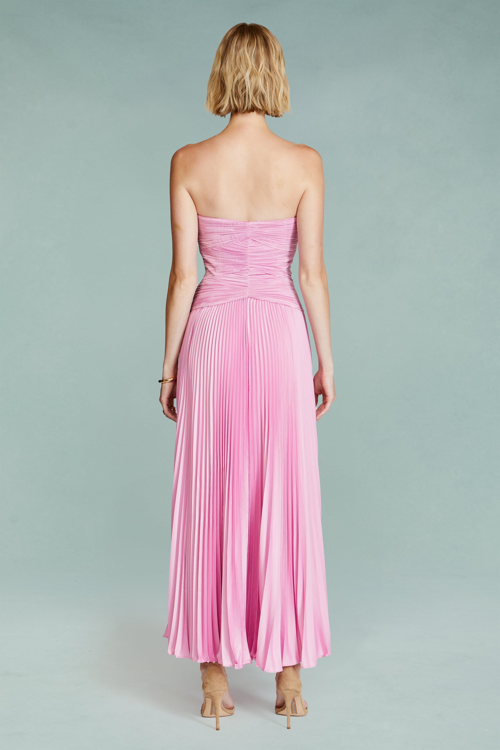 amur pink dress Carolynn Pleated Midi Dress – AMUR