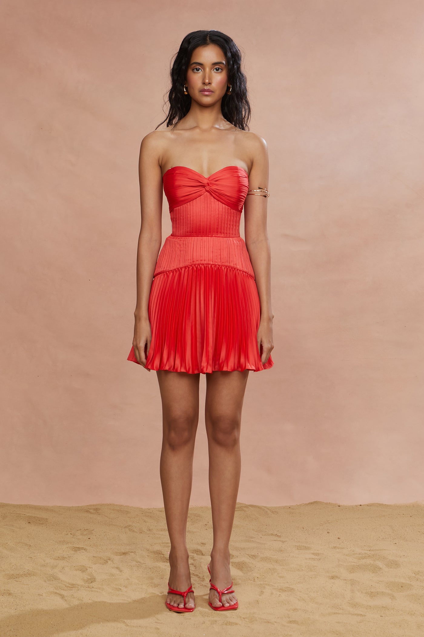 AMUR Catrina Mini Pleated Dress | Red | Size 12