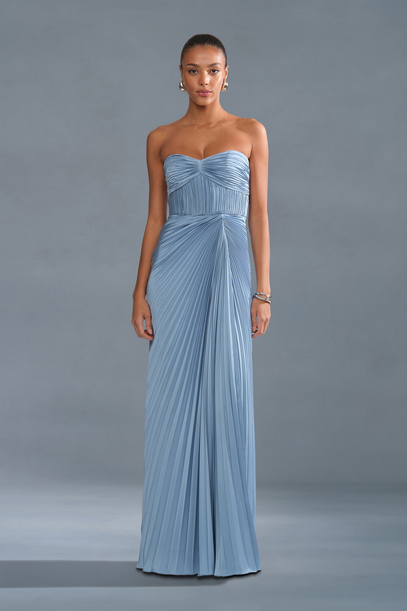 amur blue dress Stef Pleated Gown Amurs Alohi Print Midi Dress in Blue Iris brings statement Lirielle Halter Dress Cobalt /