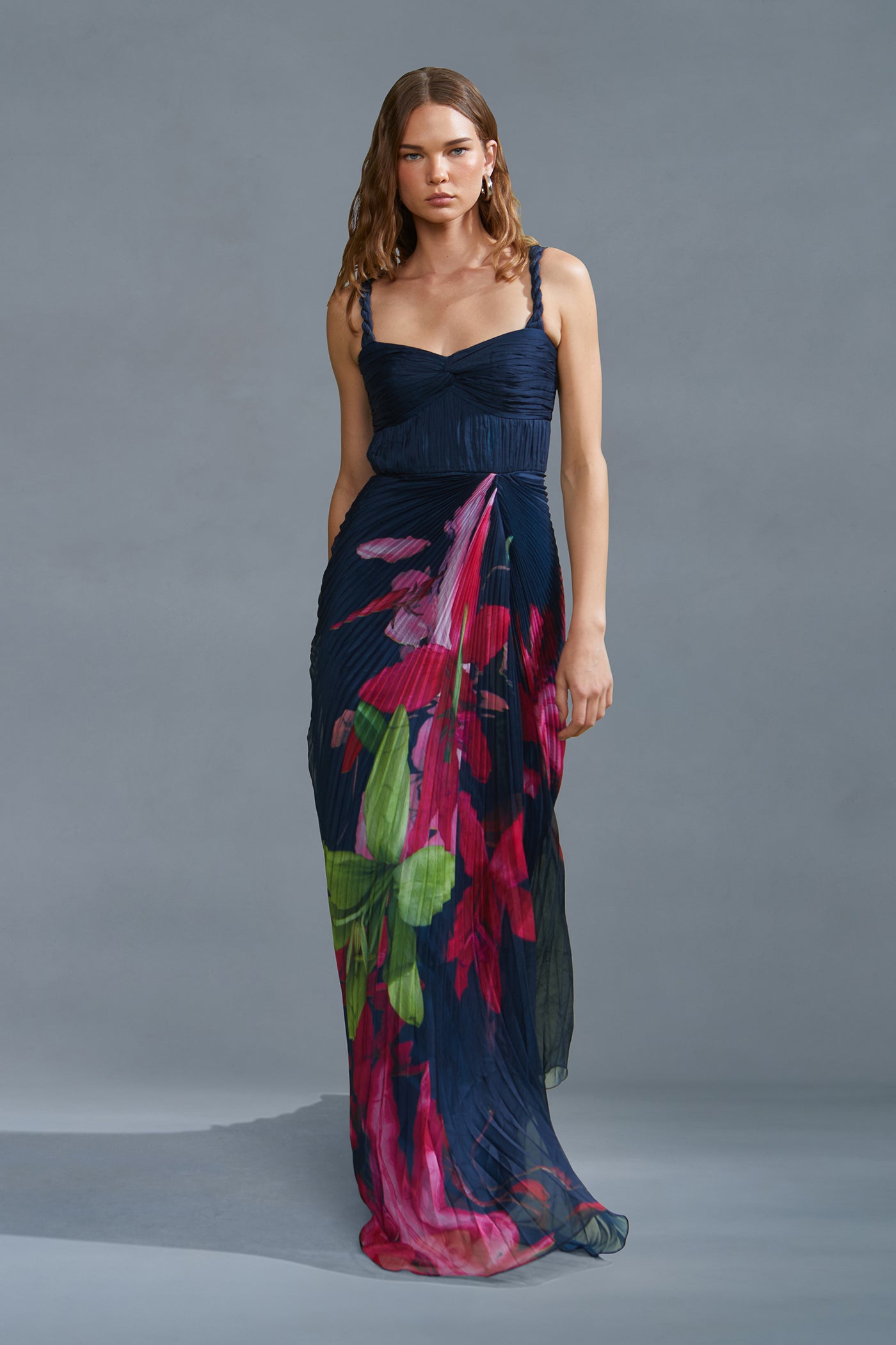 Drea Pleated Gown River Lily Stream / 6 Drea Pleated Gown River Lily Stream / 6