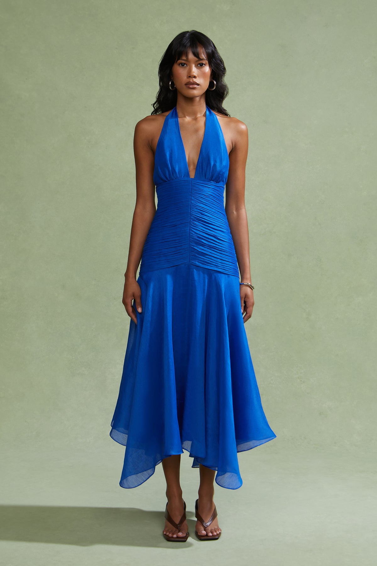 halter blue dress Lirielle Ladivine 7483 Black satin Do Not Bleach Size:WIDE - US WOMEN 5 - UK 3 - EU 36 milo_stretch_3