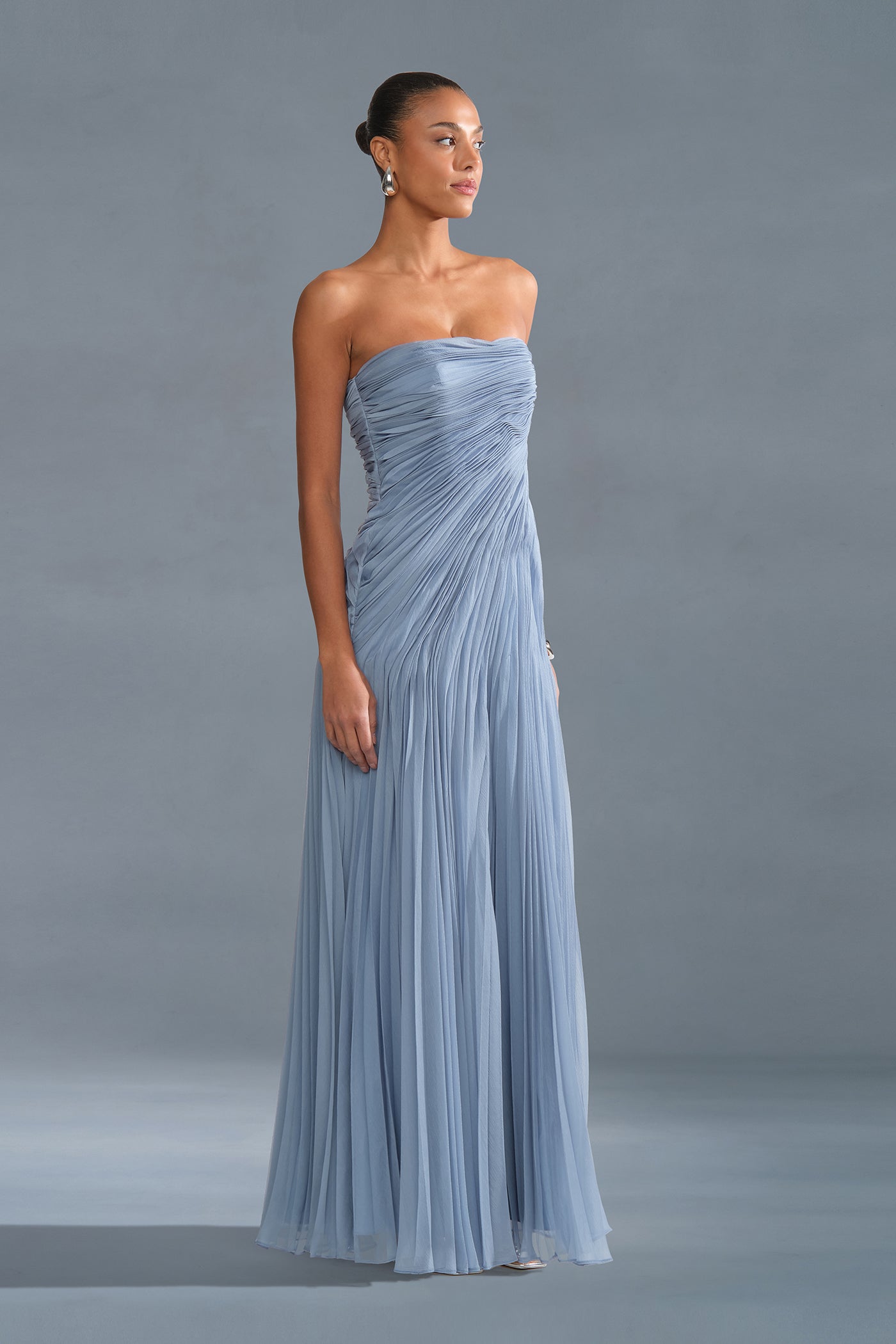 Elea Asymmetrical Pleated Gown