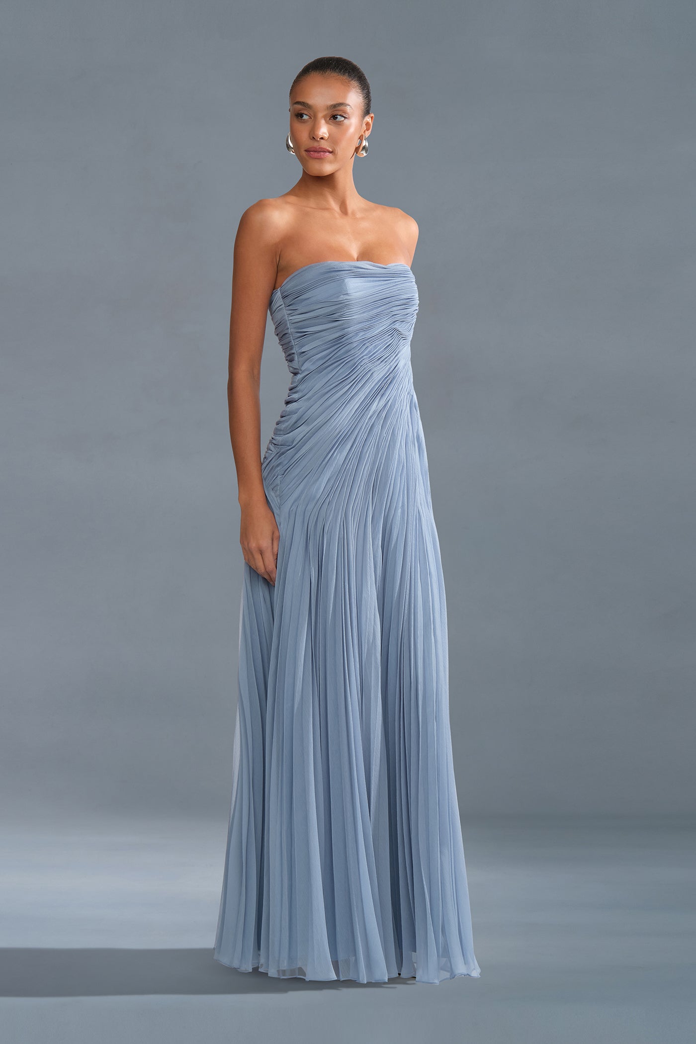 Elea Asymmetrical Pleated Gown