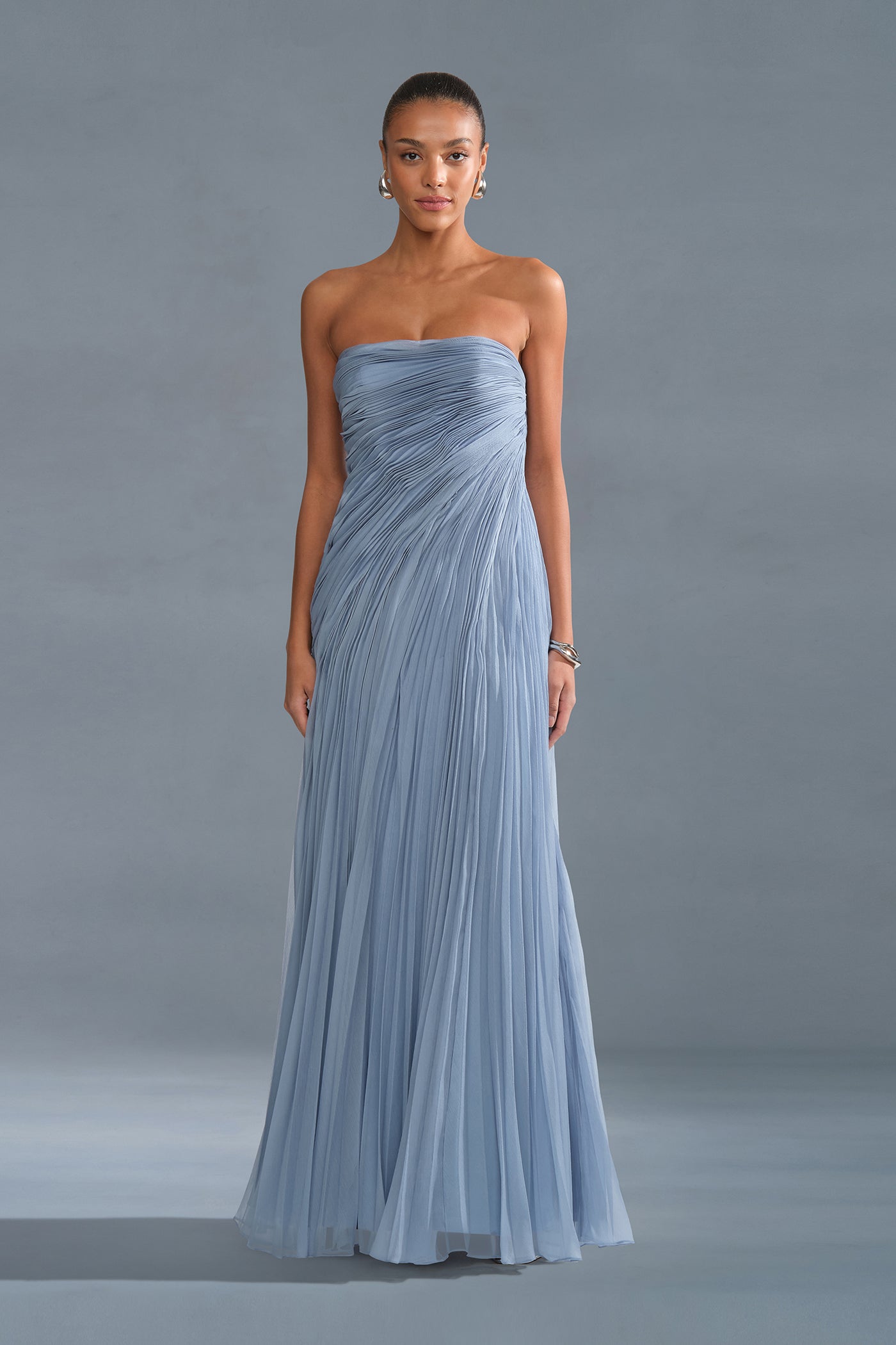 Elea Asymmetrical Pleated Gown