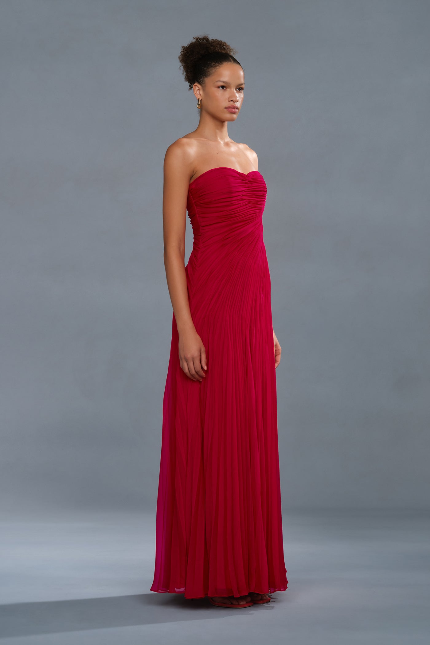Elea Asymmetrical Pleated Gown Solstice Red / 10 Elea Asymmetrical Pleated Gown Solstice Red / 10