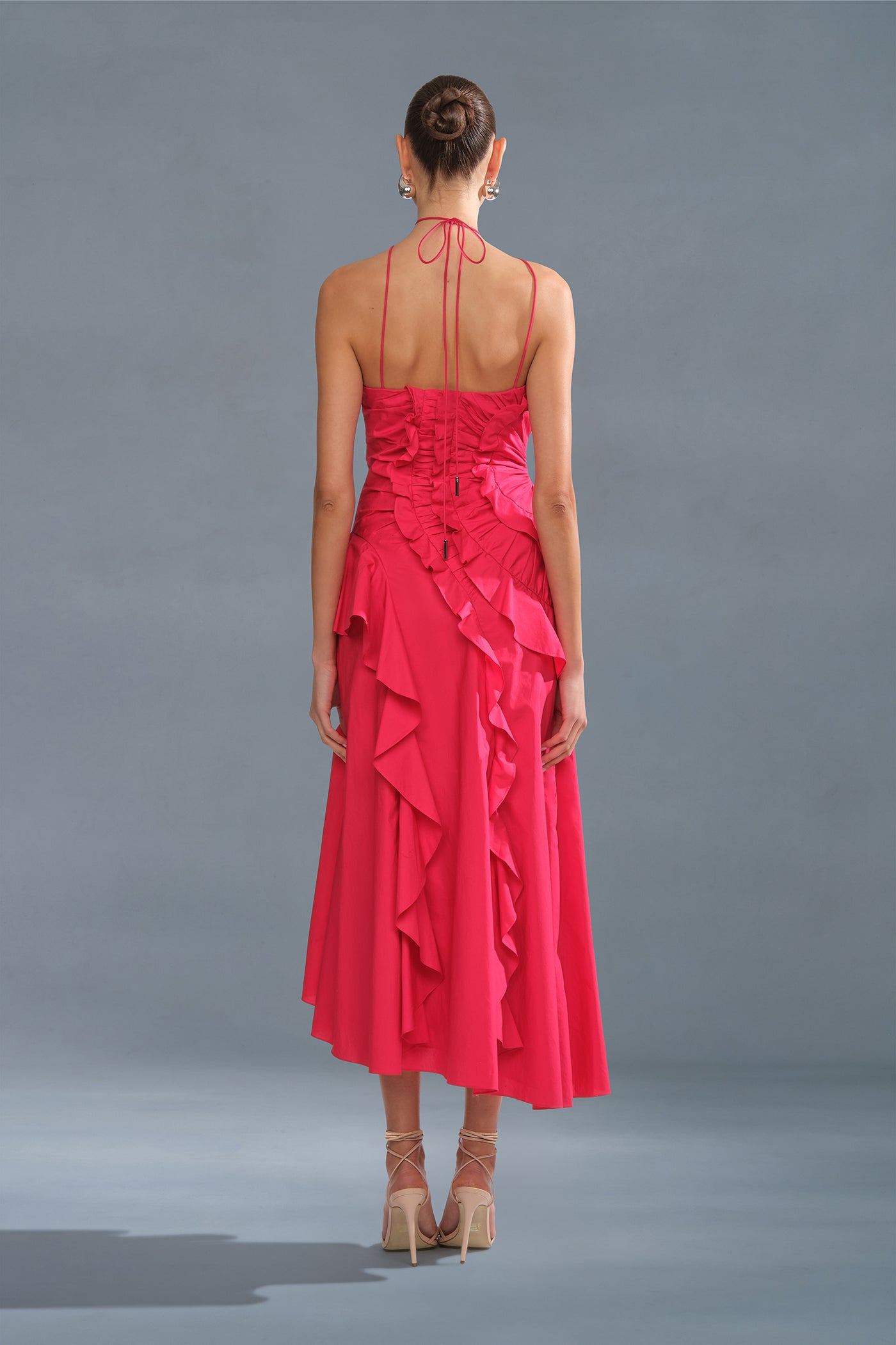 red dress with ruffles Ottavia Ruffle Dress Solstice Red / 4