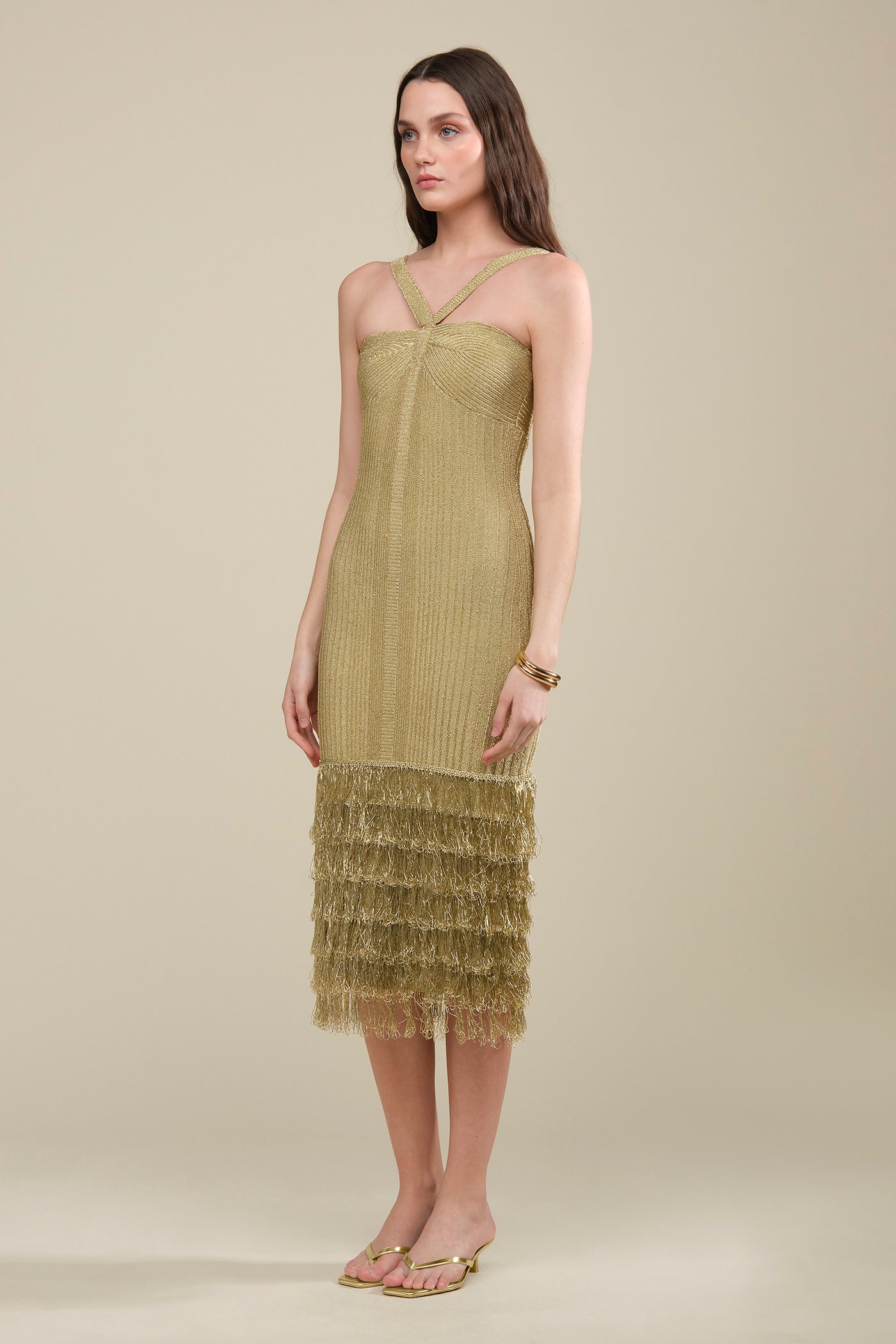 Rosalina Knit Midi Dress Gold / XS