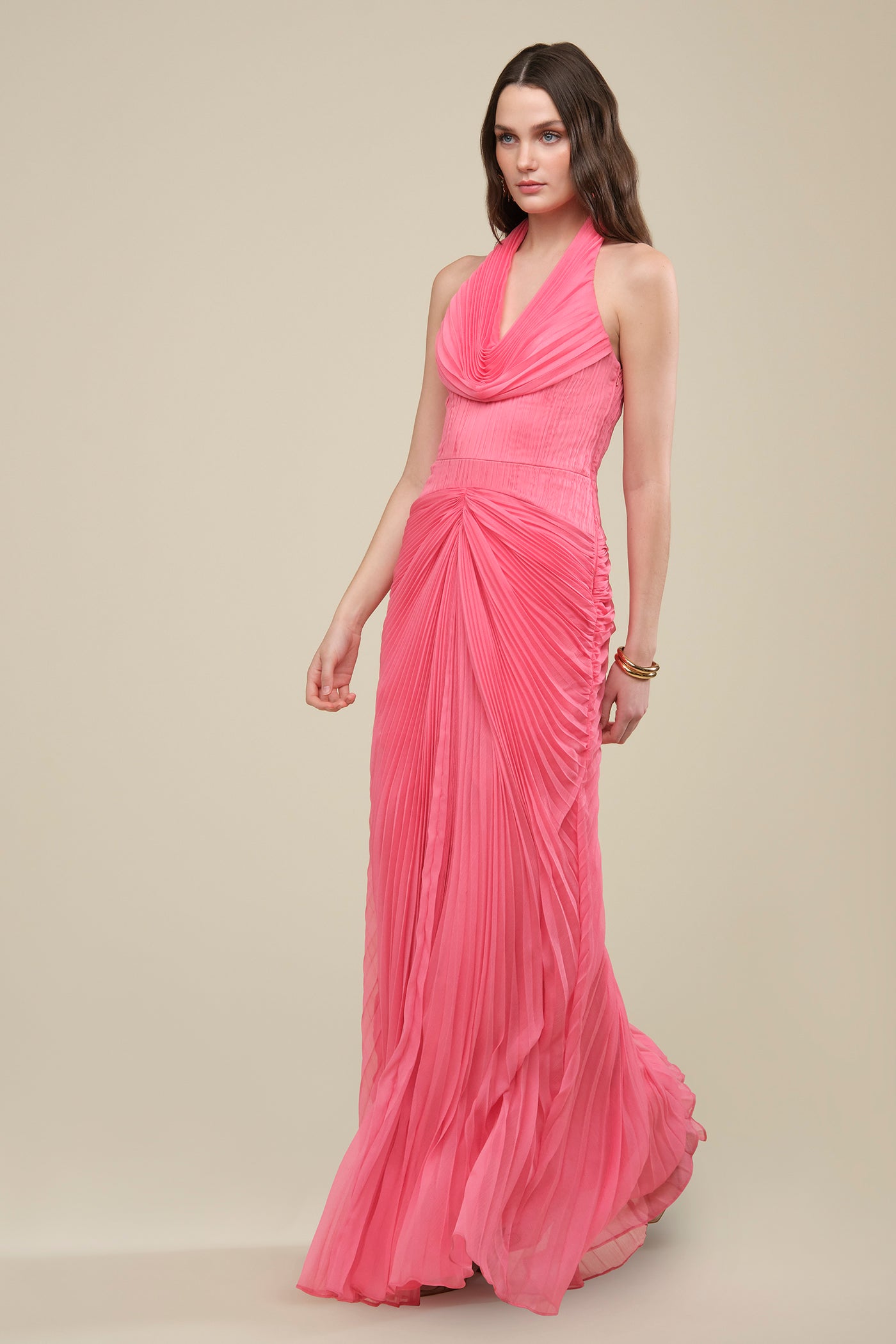 Enly Pleated Ruched Gown