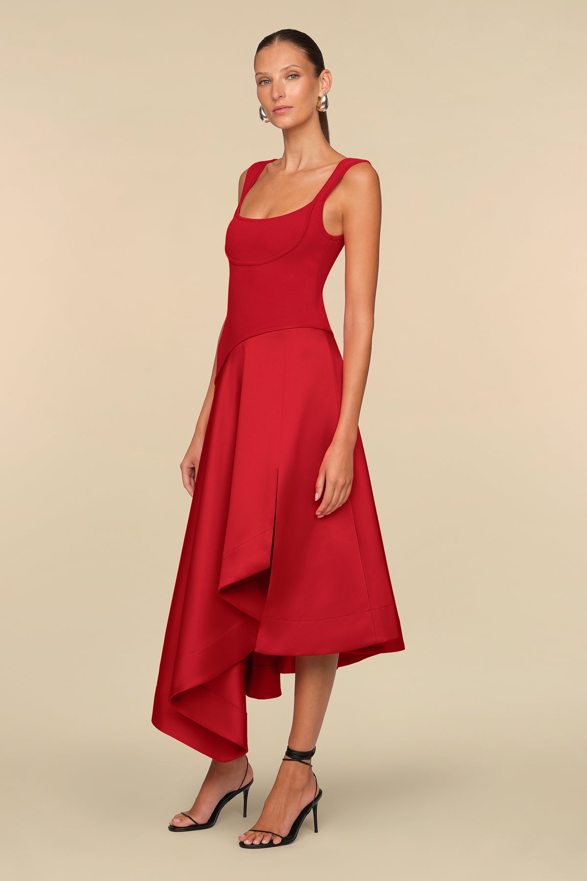 Scarlet Asymmetrical Day Dress