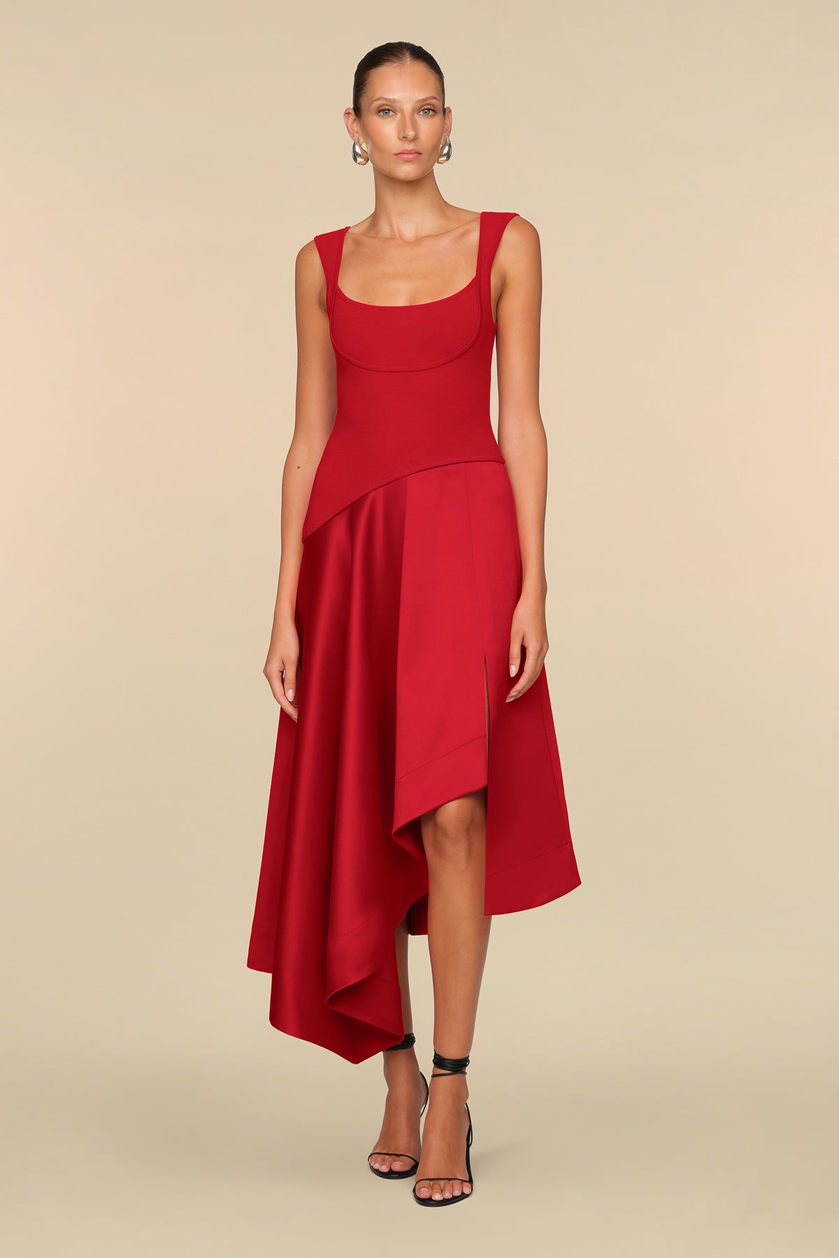 Scarlet Asymmetrical Day Dress