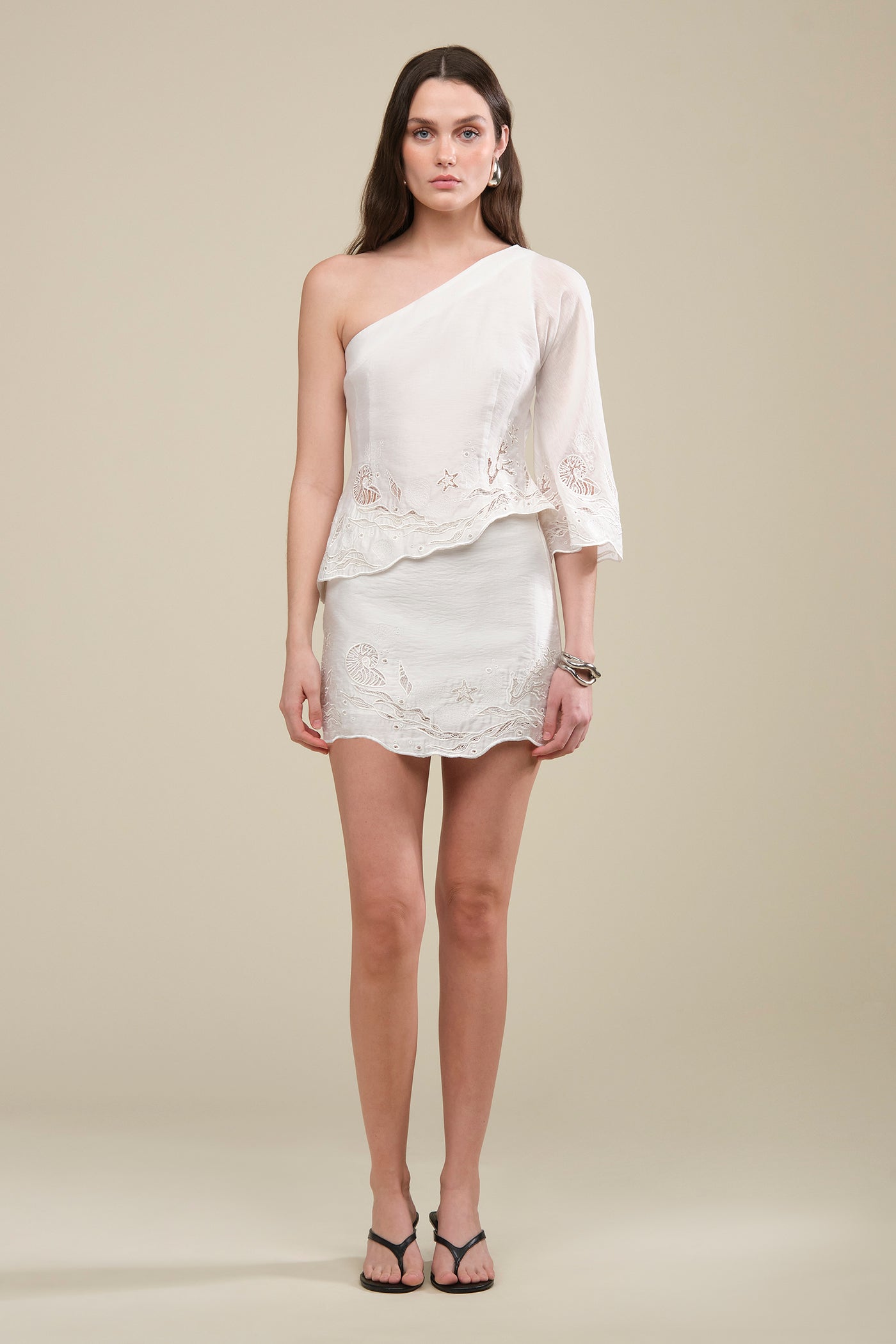 amur white mini dress Reiss Amur Strapless Ruffle Mini Dress in Ivory