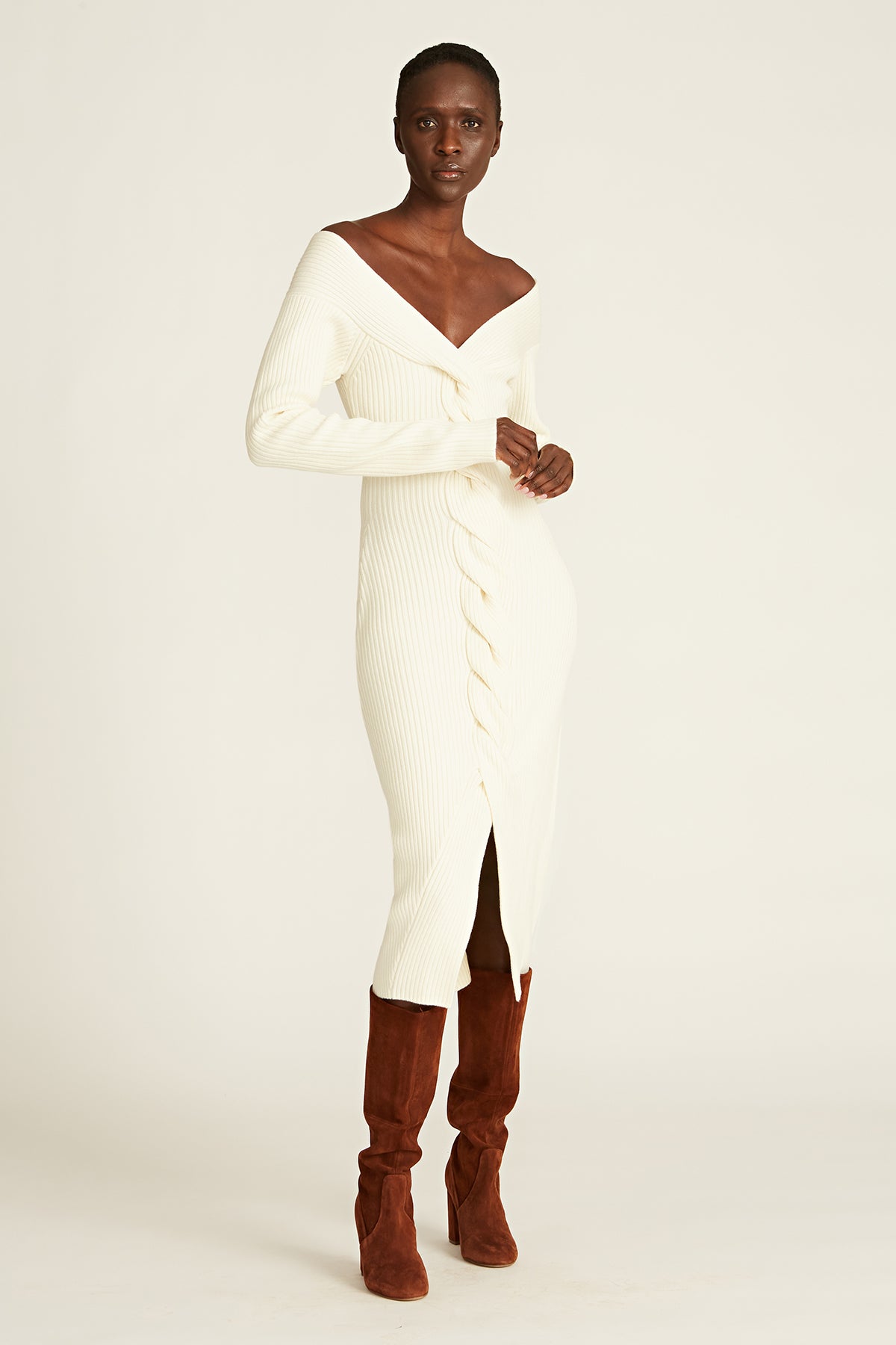 Trianna Off Shoulder Wool Dress
