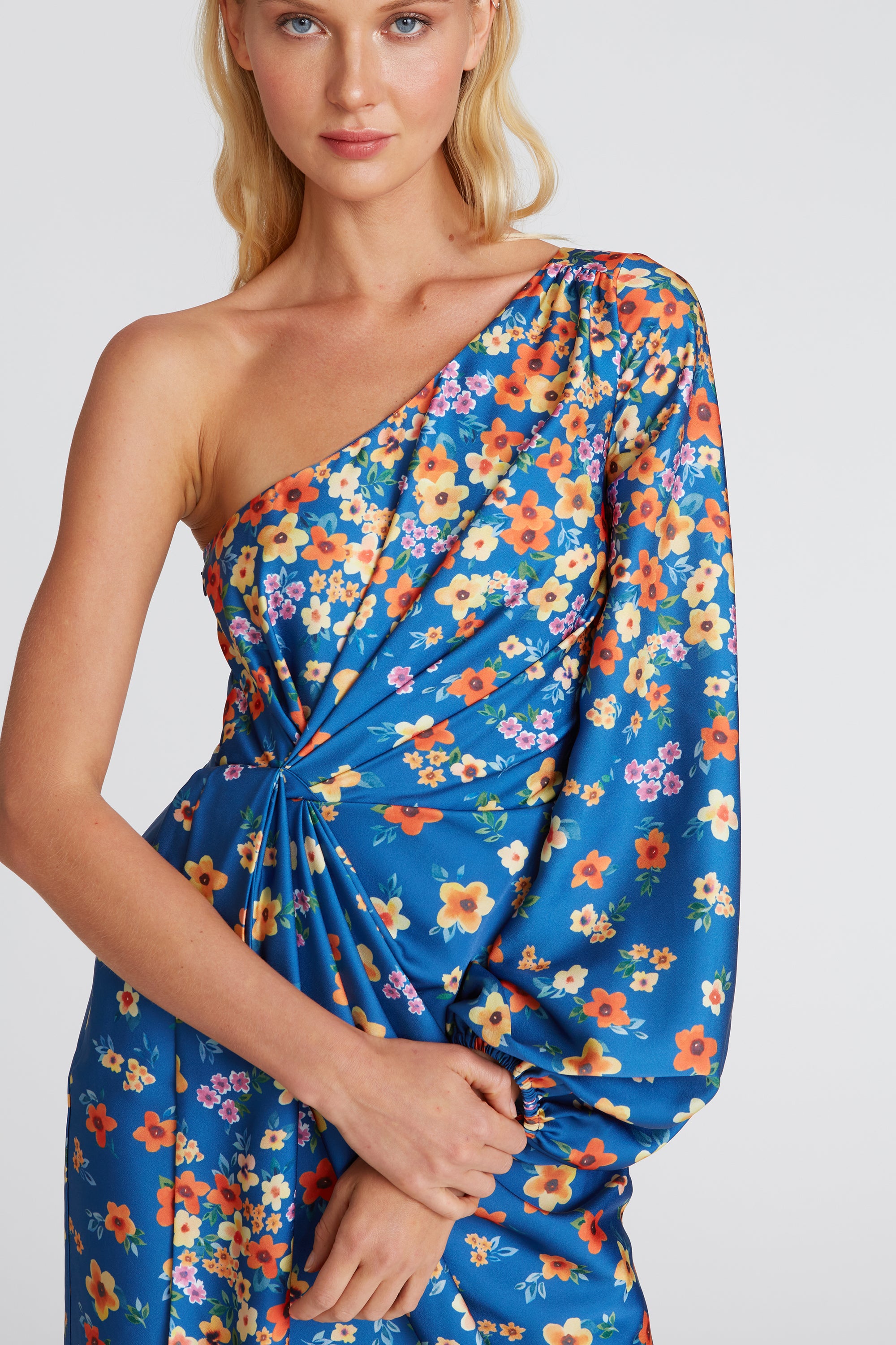 AMUR - Atara One Shoulder Dress in True Cobalt AMUR - Atara One Shoulder Dress in True Cobalt