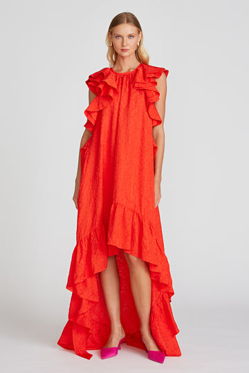 Dorota High Neck Ruffle Gown