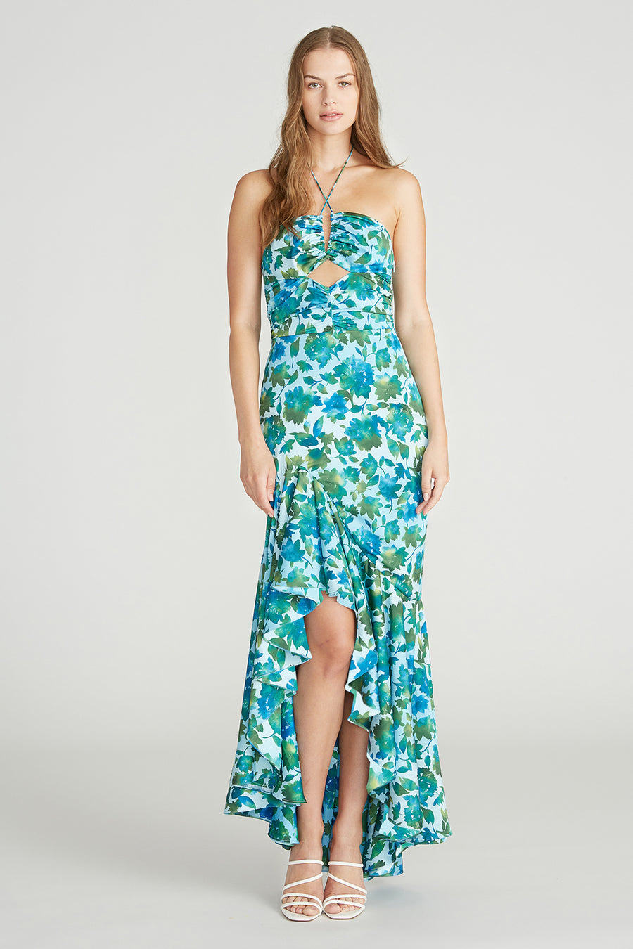 Edie High Low Tie Neck Gown