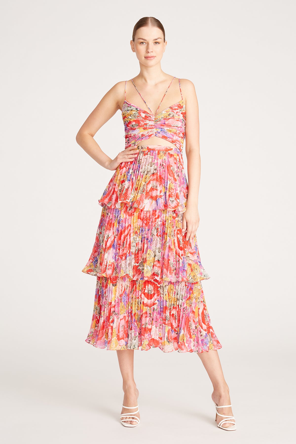 amur kiko floral tiered silk dress AMUR | Dresses | New Amur Kiko Floral Tiered Silk Dress In Navy Garden