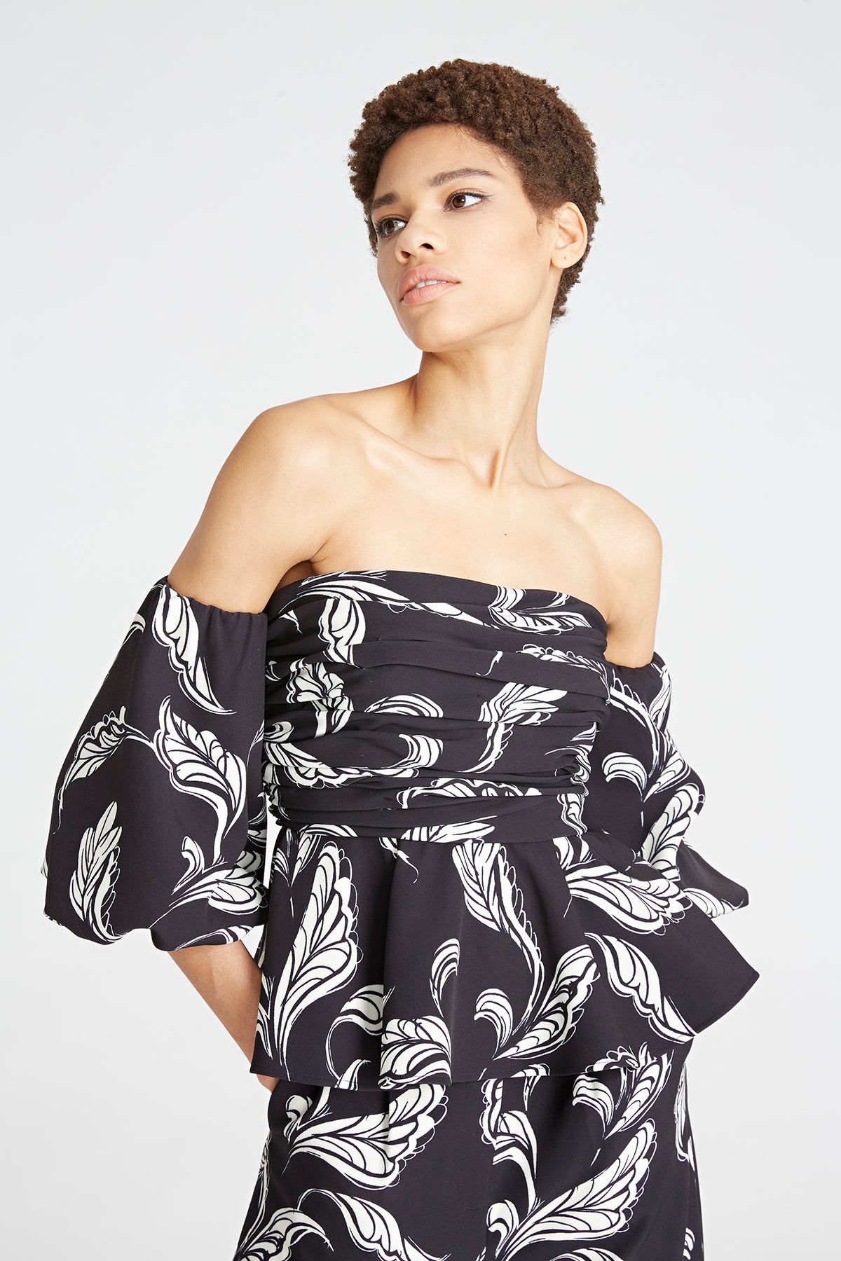 Black off the shoulder peplum top online