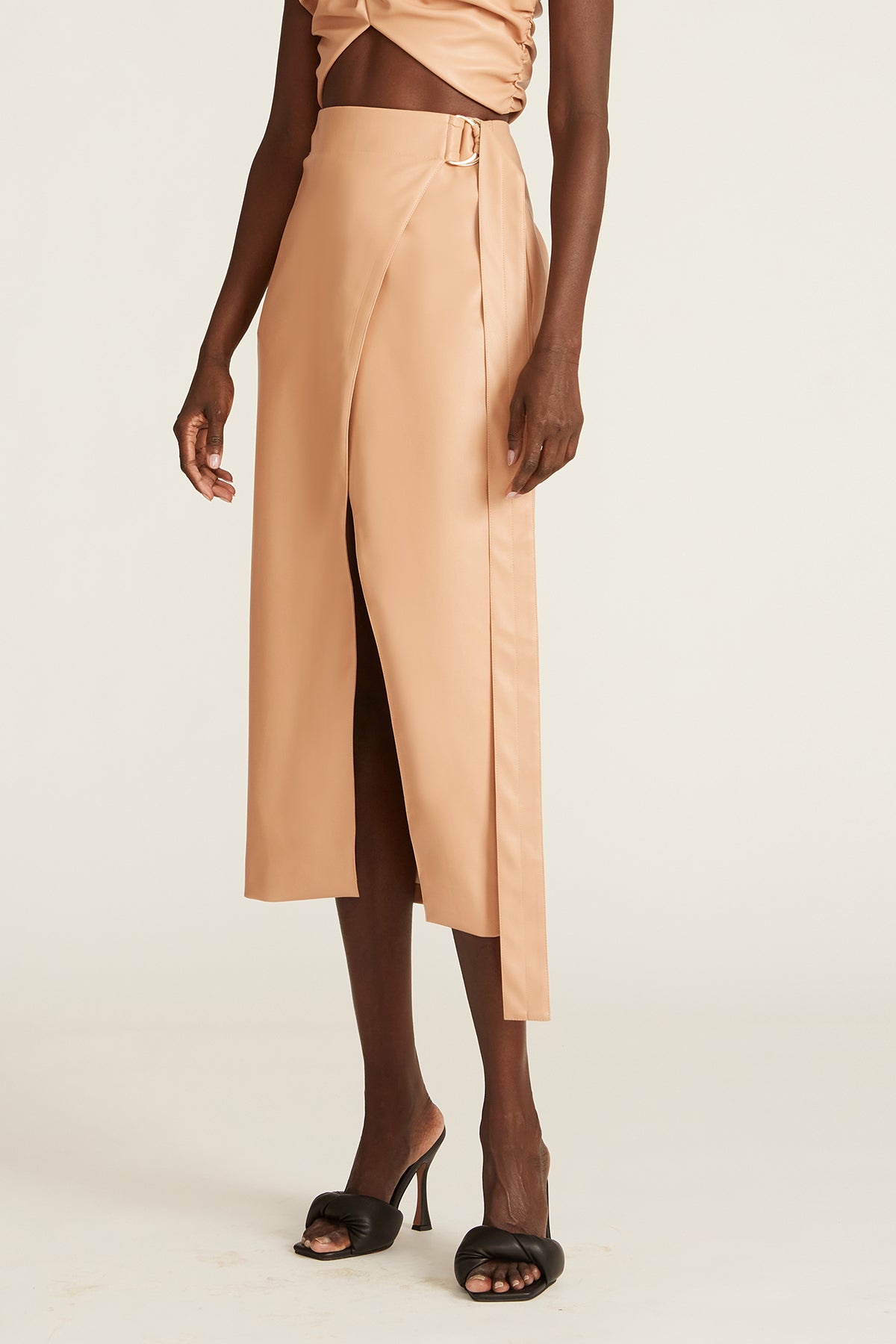 Ansley Faux Leather Wrap Skirt